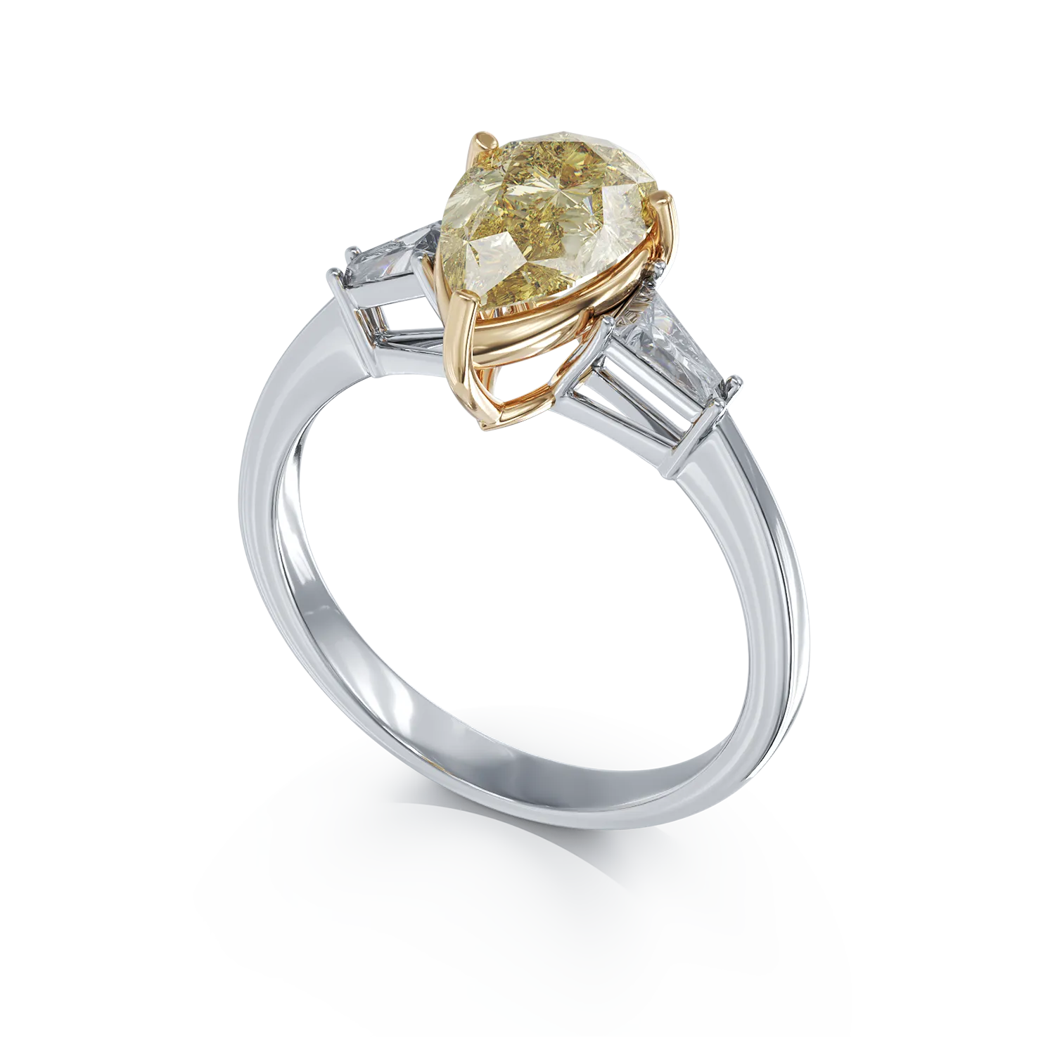Годежен пръстен от бяло-жълто злато с 2kt диамант и 0.19kt диаманти