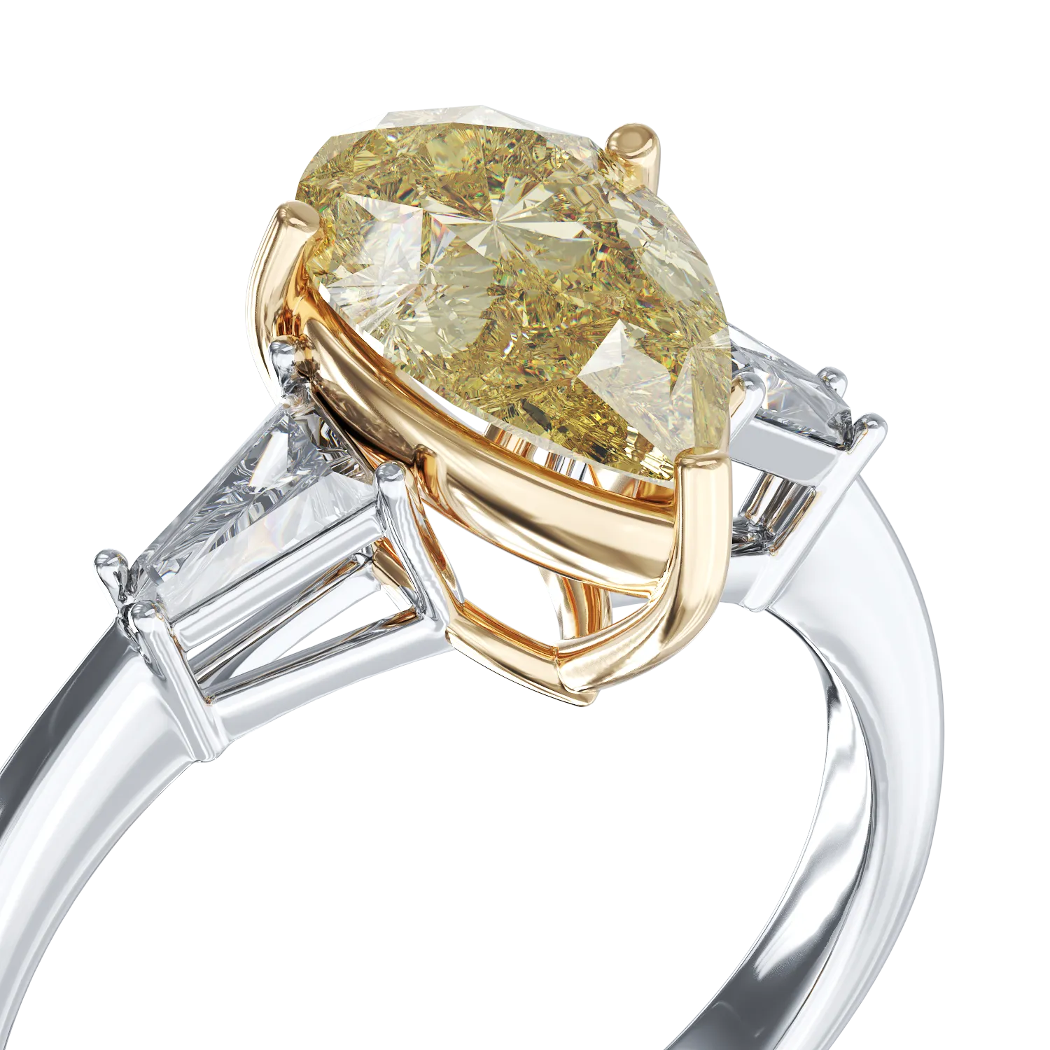 Годежен пръстен от бяло-жълто злато с 2kt диамант и 0.19kt диаманти