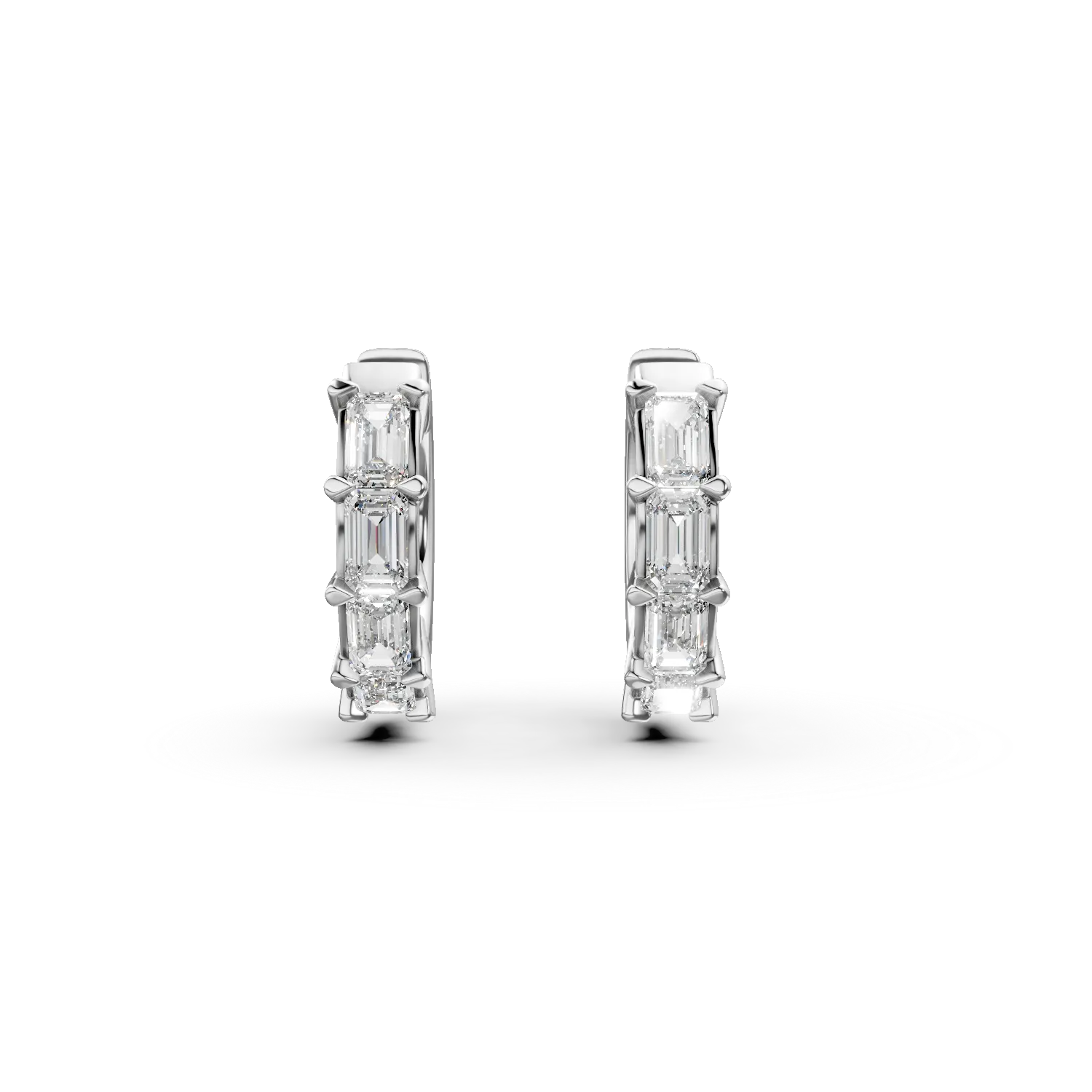 Cercei rotunzi Belle din aur alb cu diamante de 0.96ct create in laborator