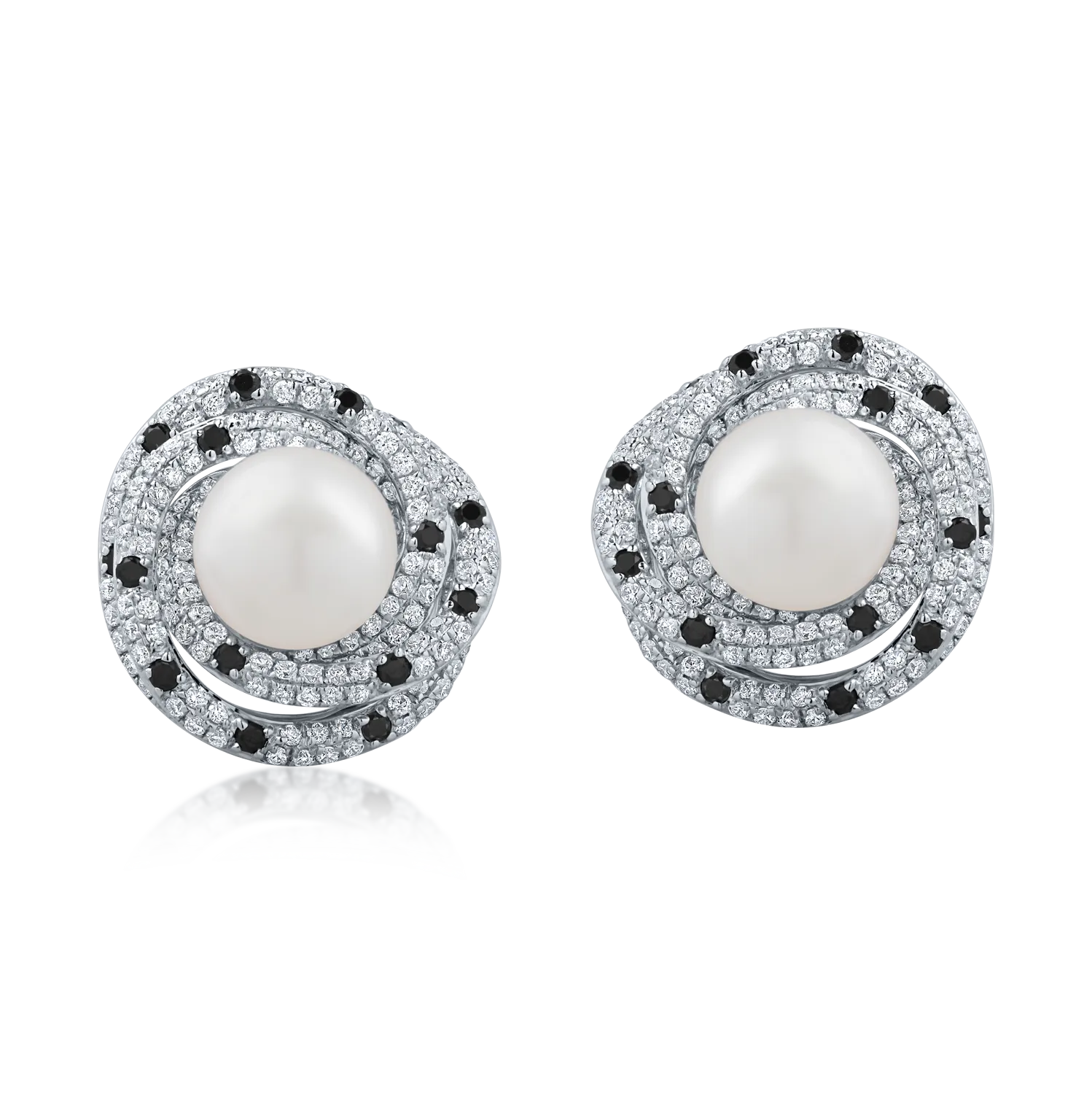 White gold earrings with 6.4ct fresh water pearls and 1.1ct diamonds