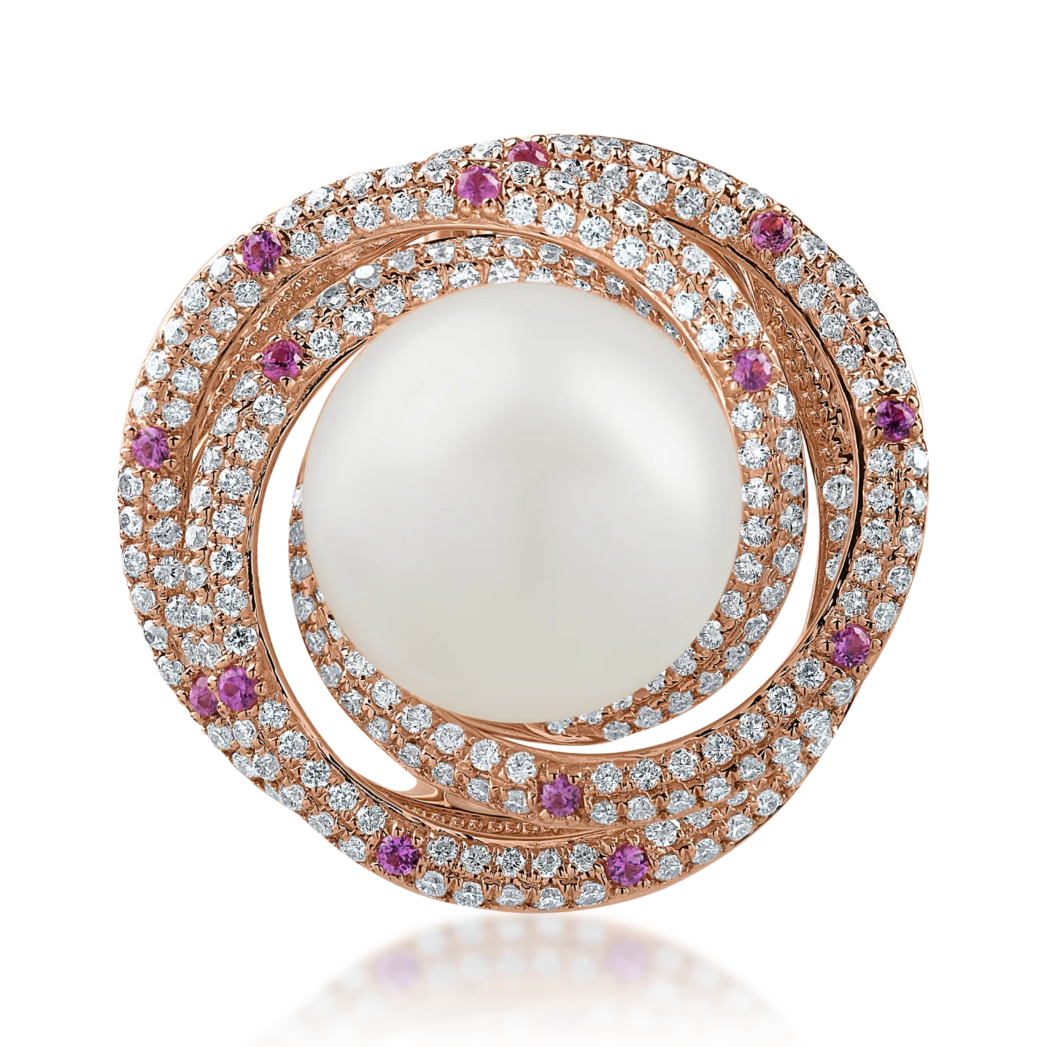 Rose gold brooch with 15.05ct precious and semi-precious stones