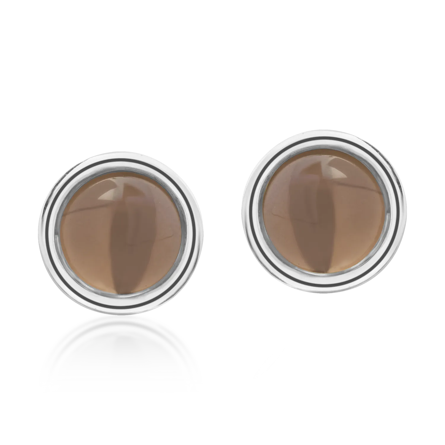 Cercei din aur alb cu quartz fumuriu de 0.5ct
