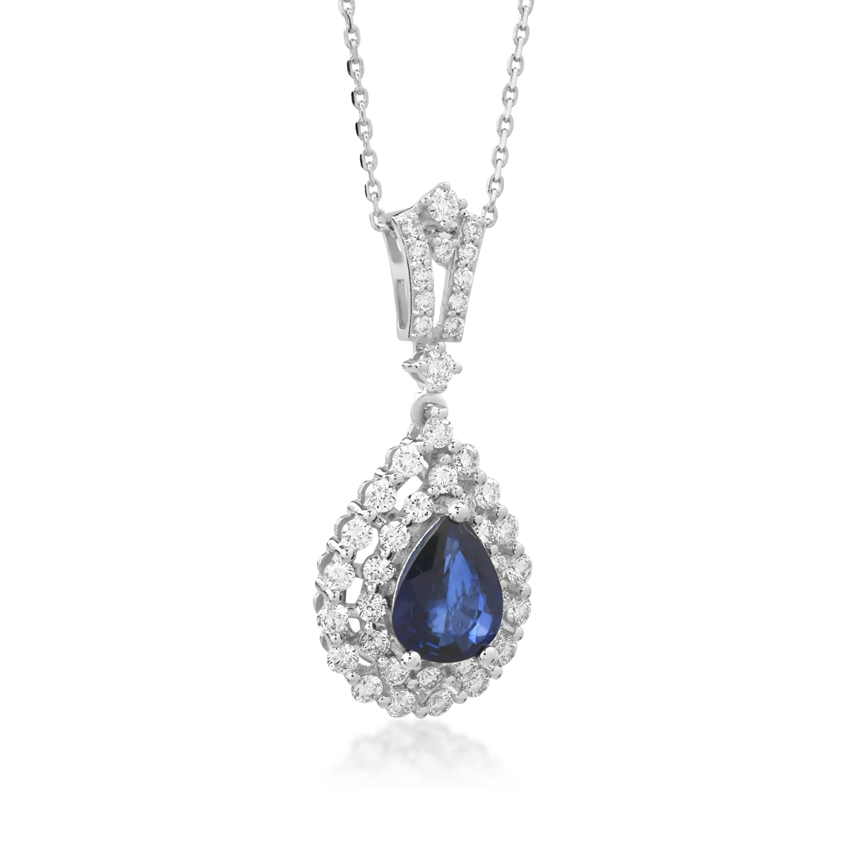 Naszyjnik z białego złota z szafirami o masie 1.3ct i diamentami o masie 0.9ct