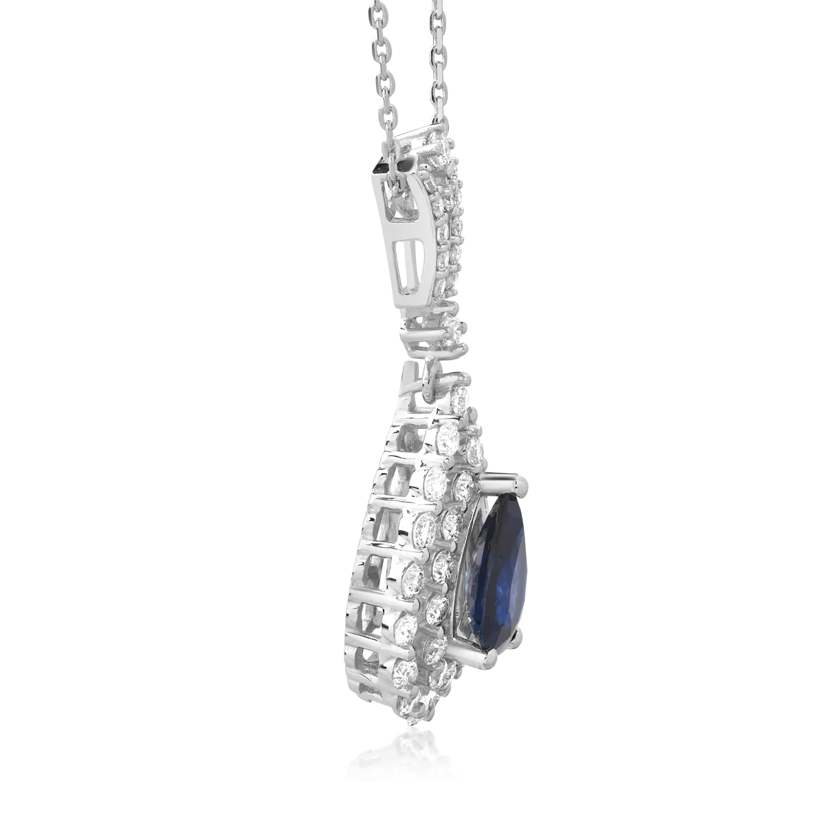 Naszyjnik z białego złota z szafirami o masie 1.3ct i diamentami o masie 0.9ct