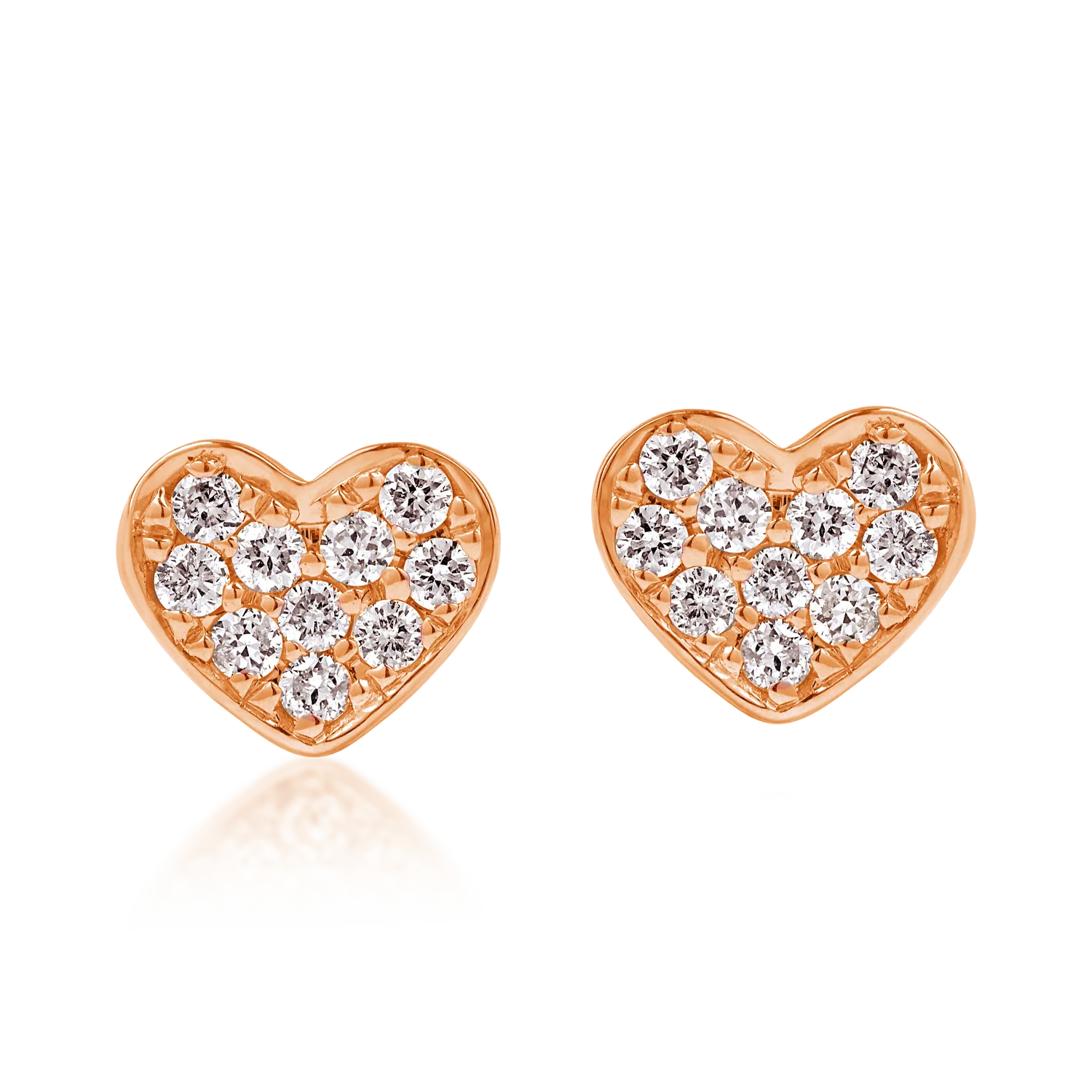 Rose gold heart earrings with 0.22ct diamonds