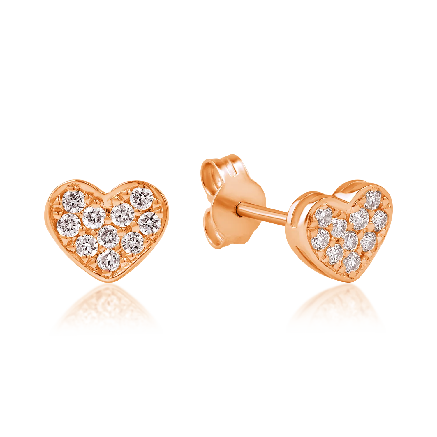 Rose gold heart earrings with 0.22ct diamonds