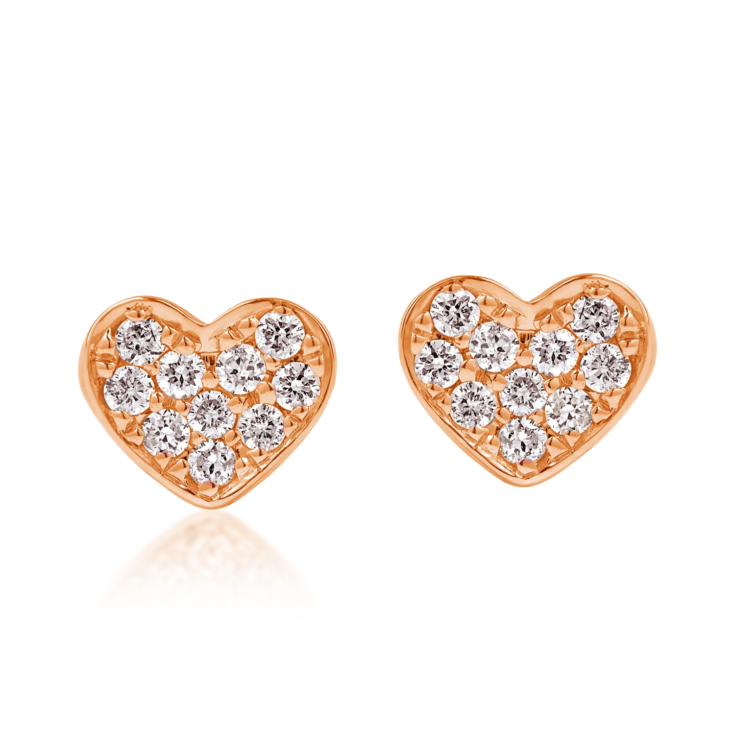Cercei inimi din aur roz cu diamante de 0.22ct-171224