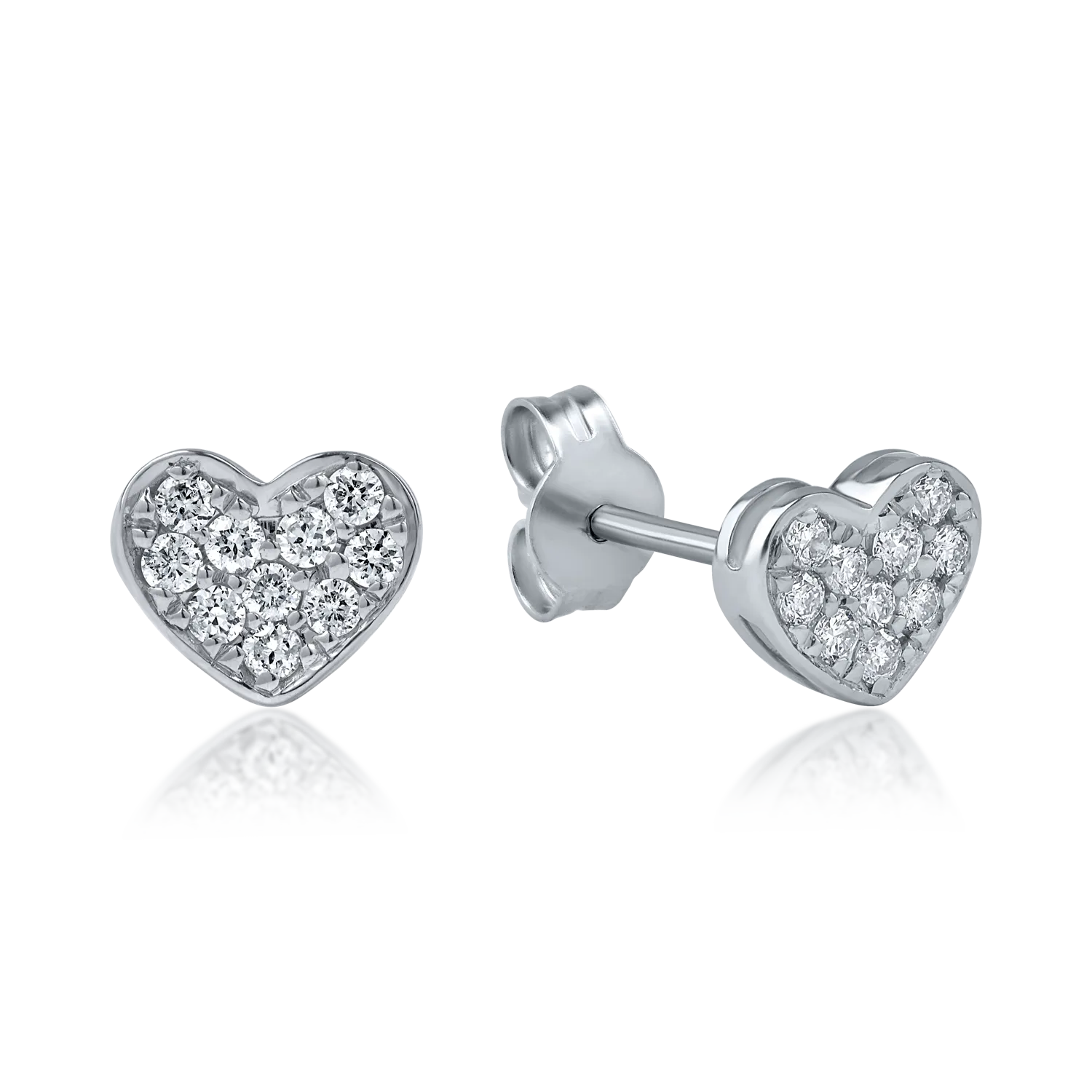 Kolczyki w kształcie serca z białego złota z diamentami o masie 0.22ct
