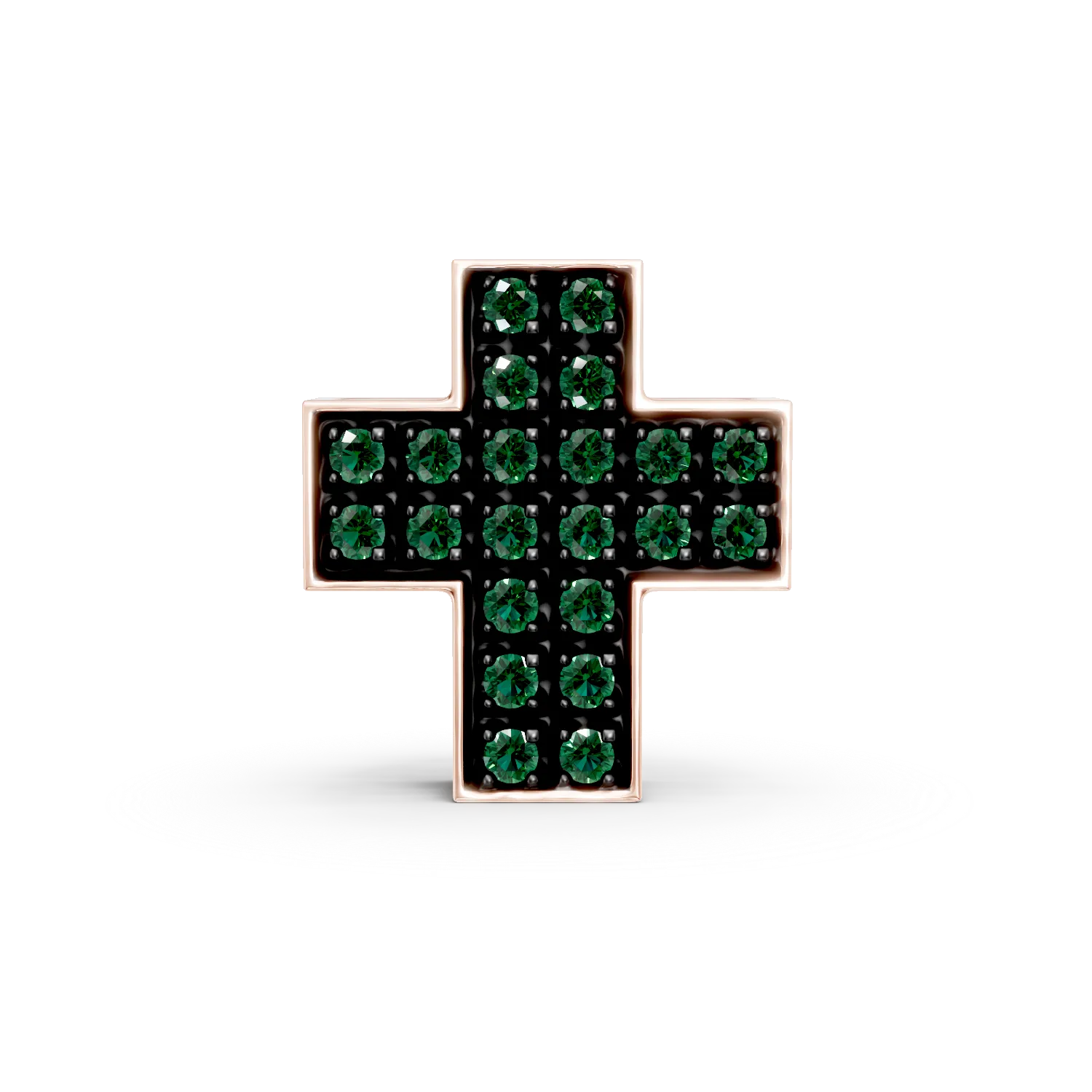 Zawieszka w kształcie krzyża z różowego złota ze szmaragdami o masie 0.15ct-171225