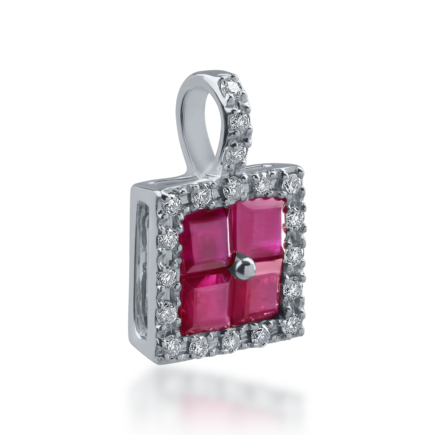 Pandantiv din aur alb cu rubine de 0.71ct si diamante de 0.12ct