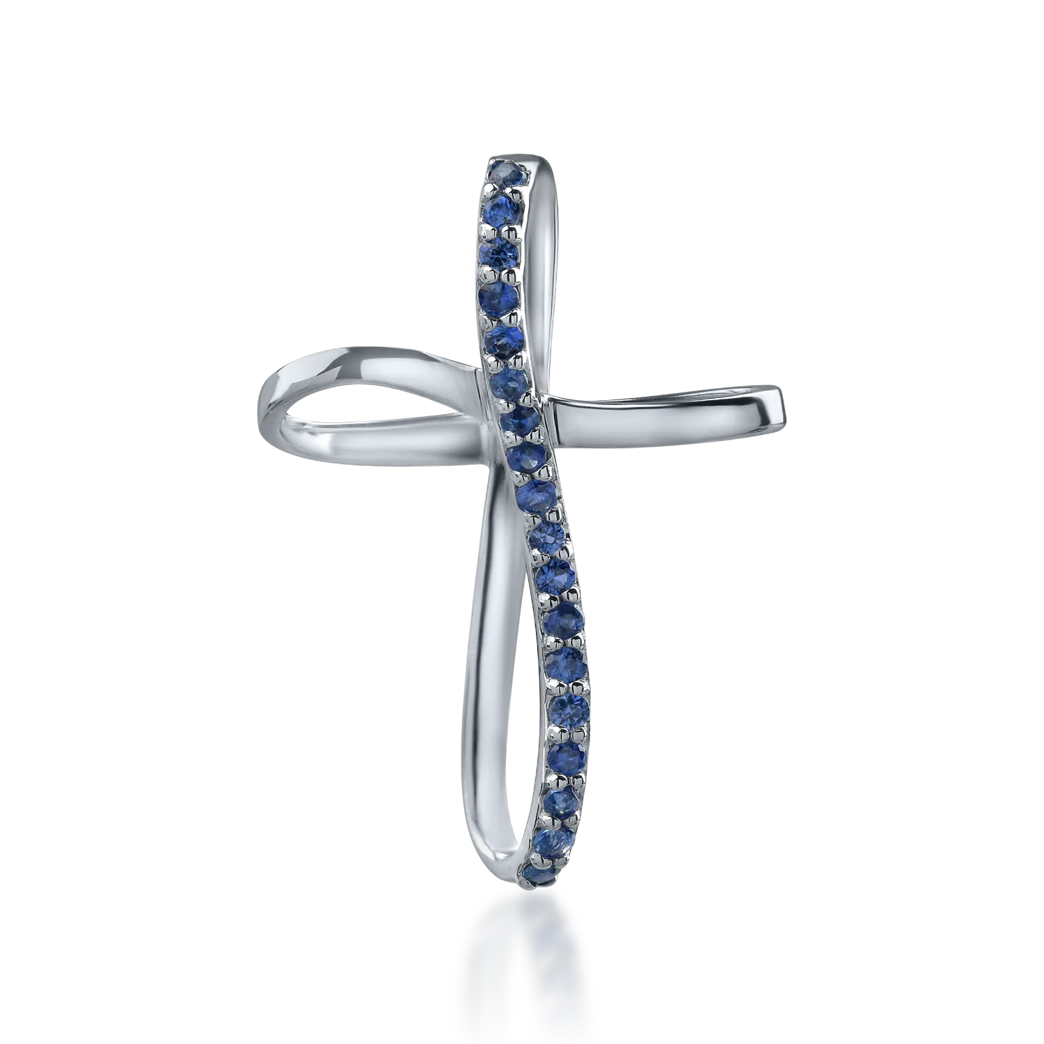White gold cross pendant with 0.14ct sapphires