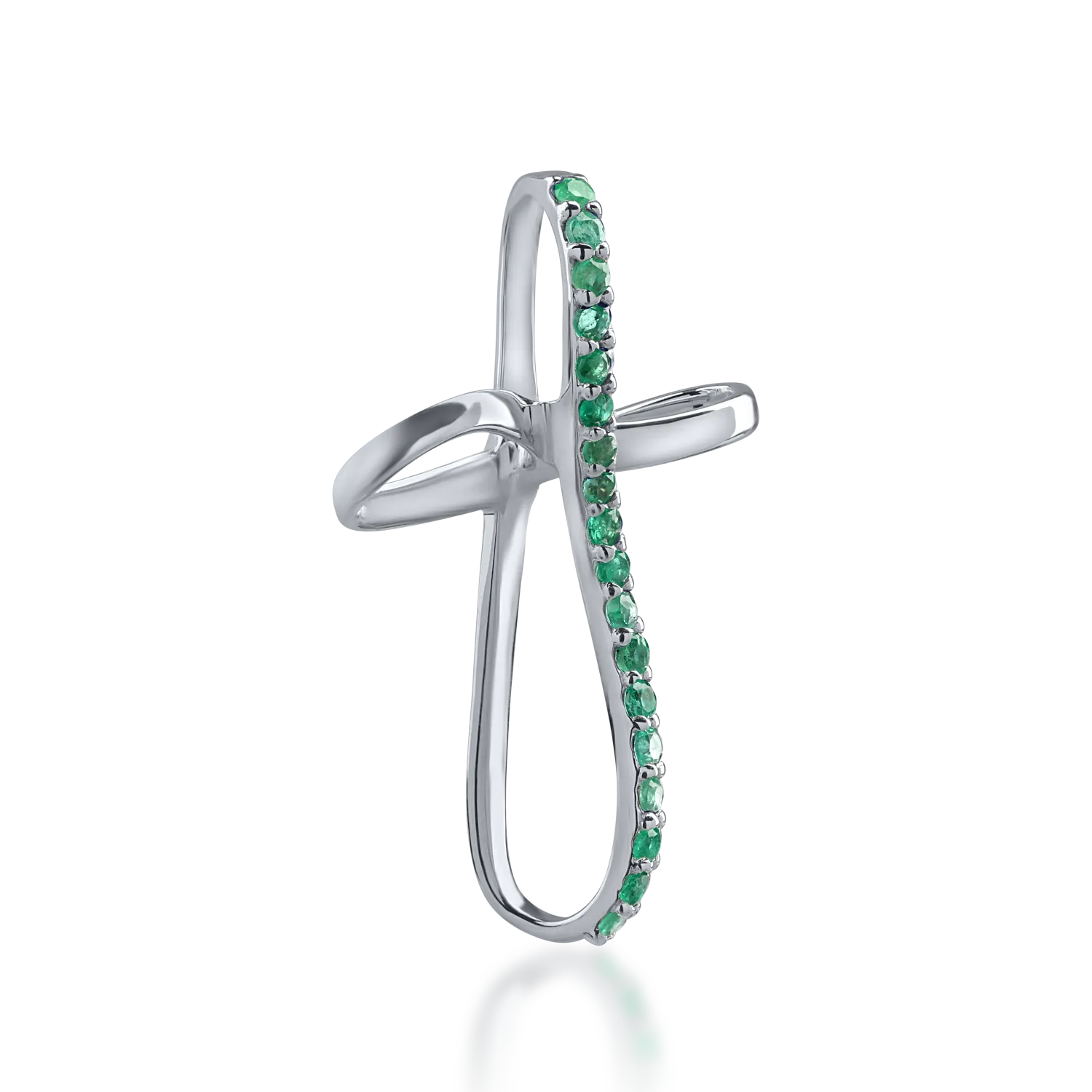 White gold cross pendant with 0.1ct emeralds