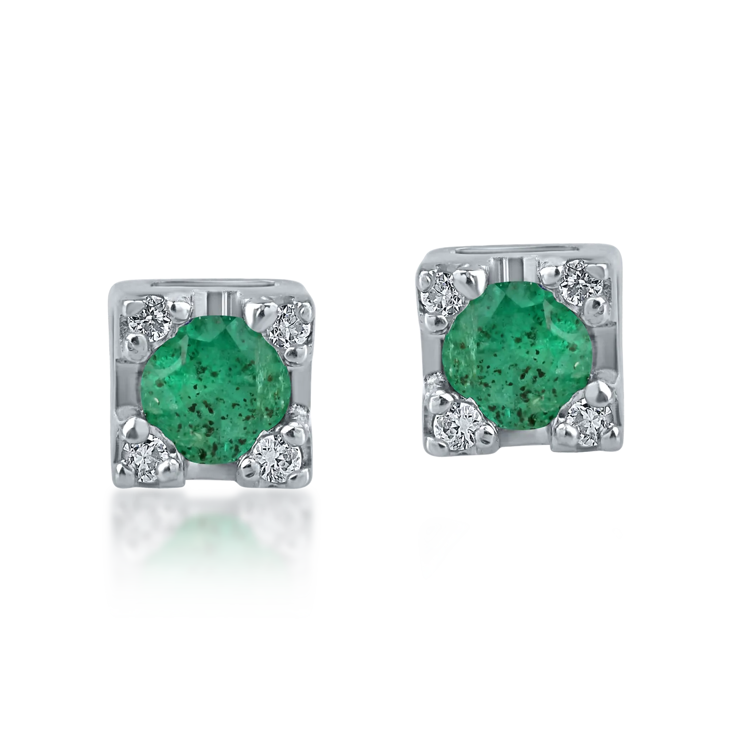 White gold earrings with 0.19ct emeralds and 0.03ct diamonds