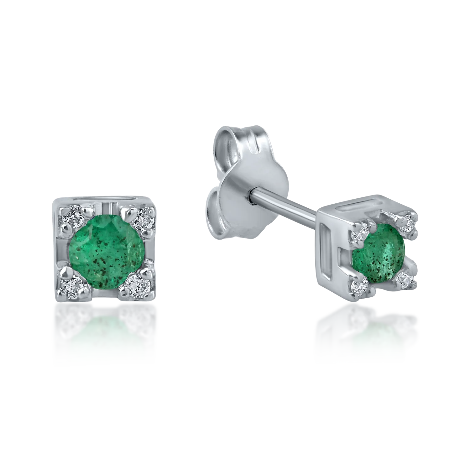 White gold earrings with 0.19ct emeralds and 0.03ct diamonds