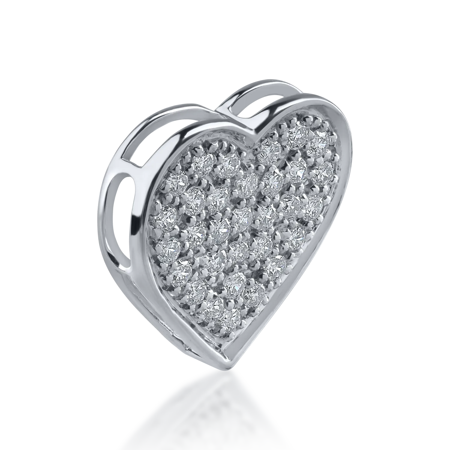 Pandantiv inima din aur alb cu diamante de 0.33ct