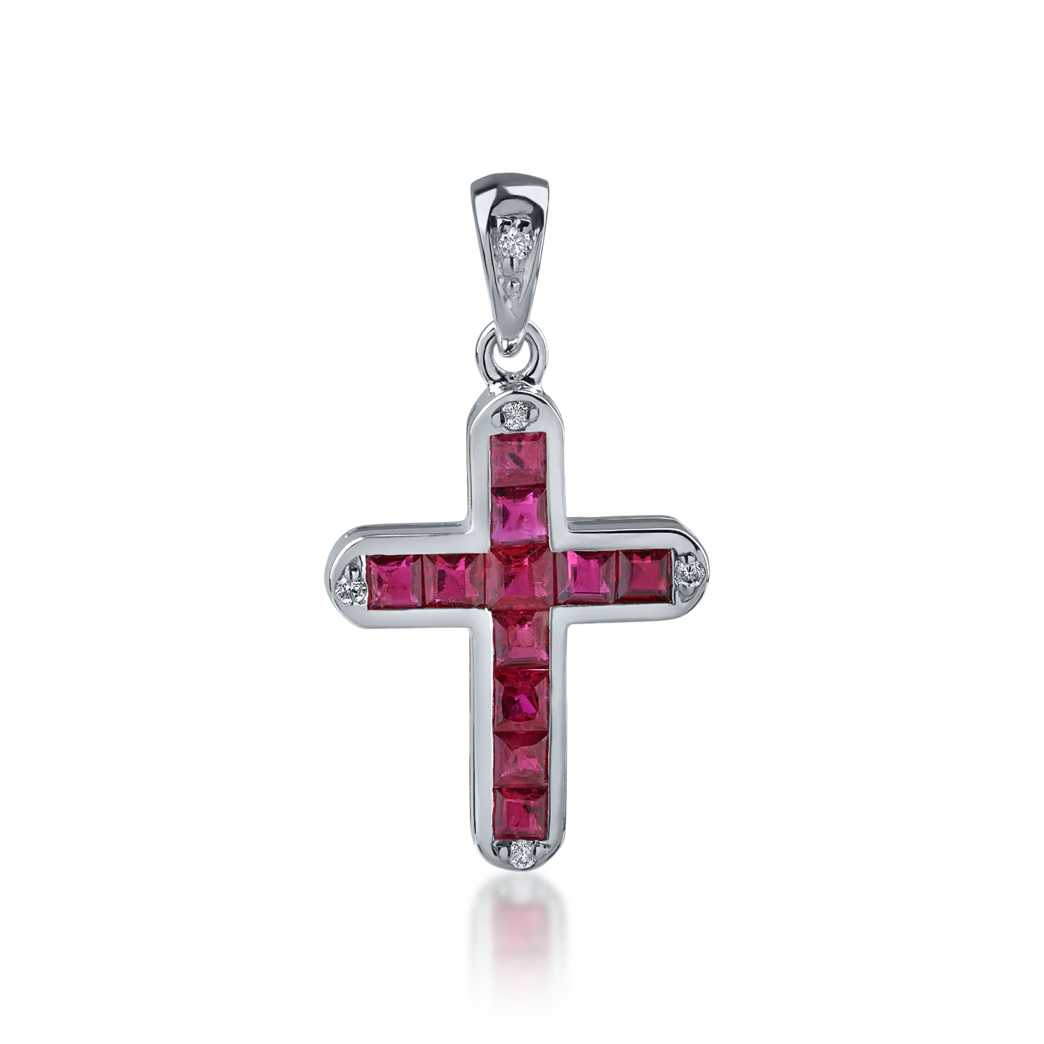 White gold cross pendant with 0.77ct rubies and 0.03ct diamonds