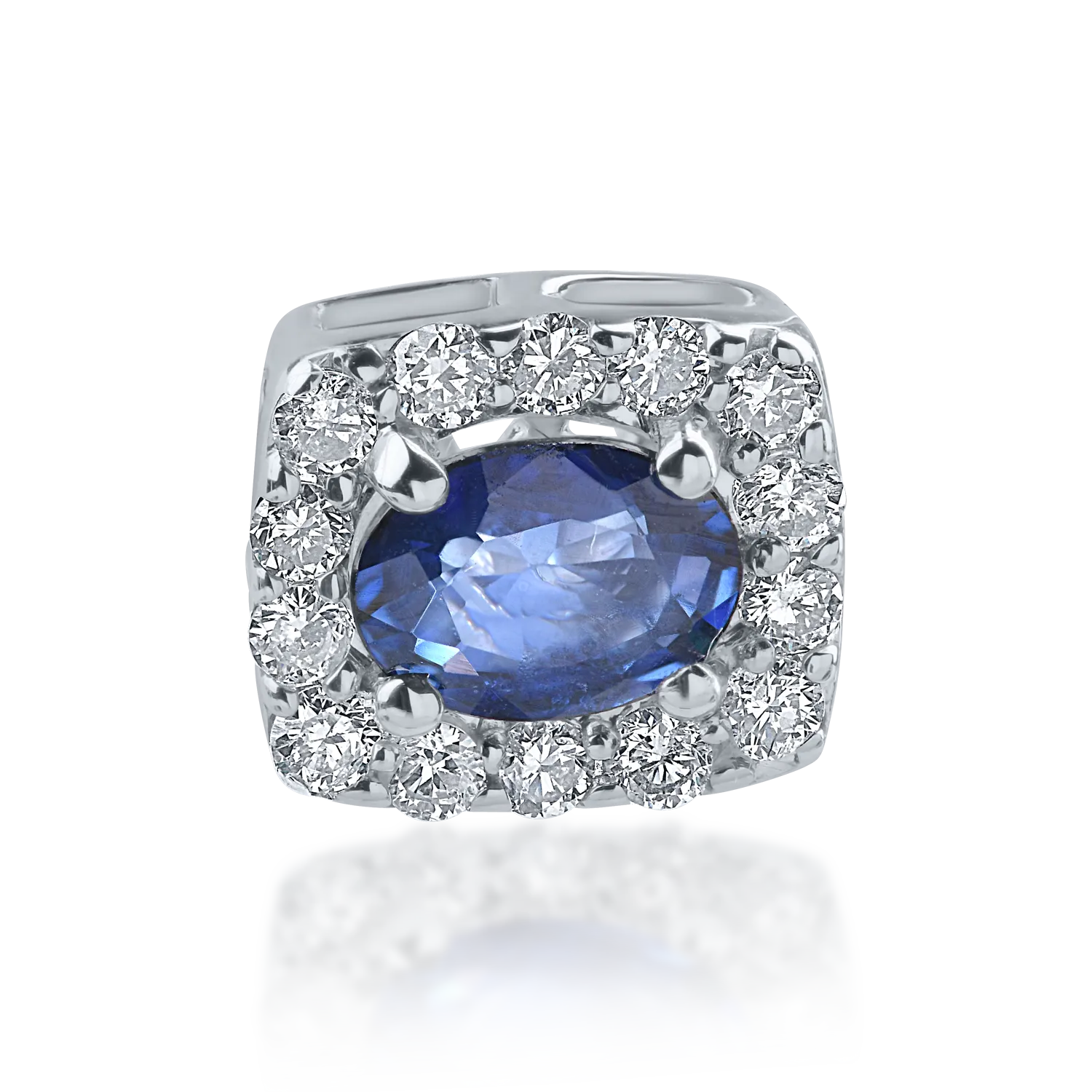 Pandantiv din aur alb cu safir de 0.42ct si diamante de 0.15ct