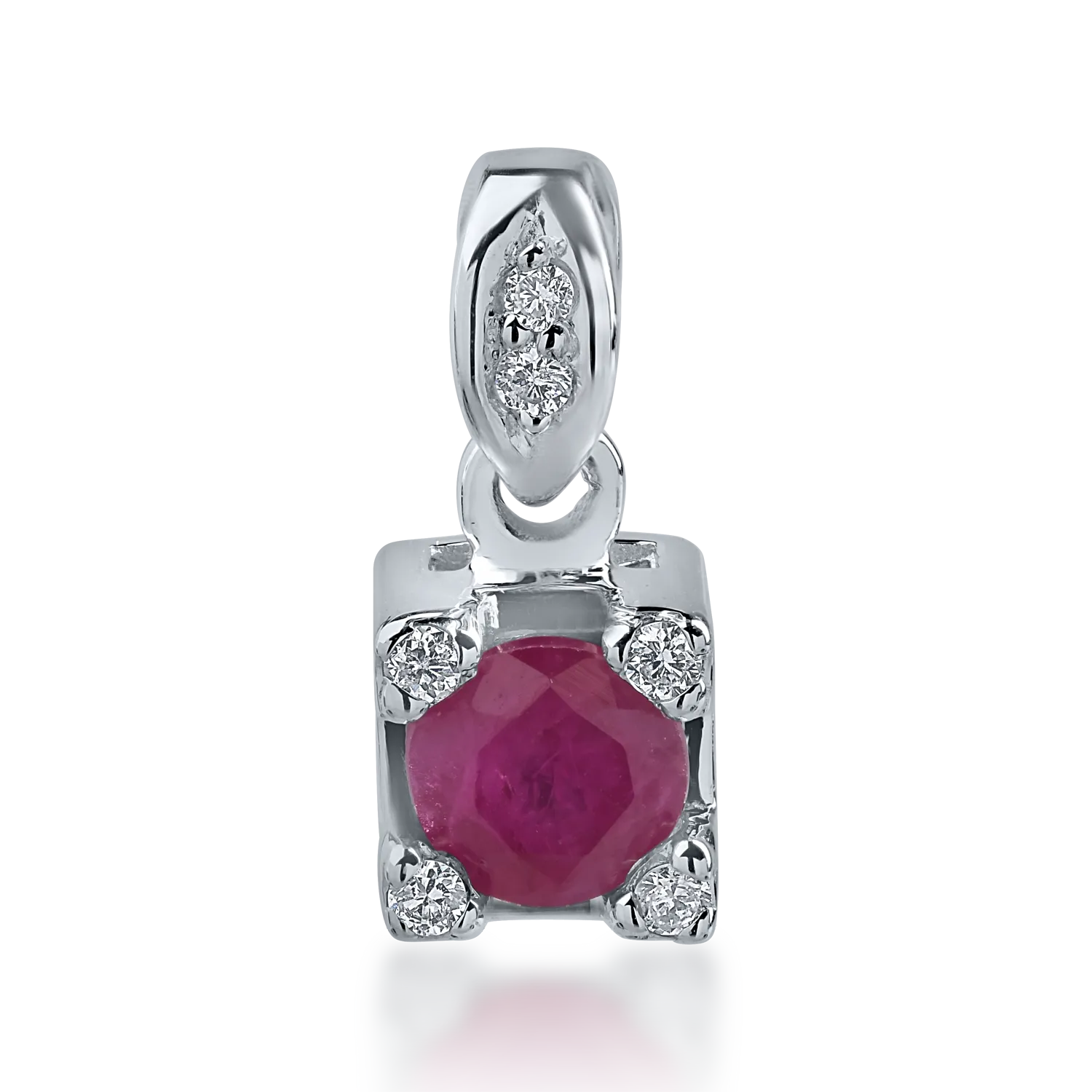 Pandantiv din aur alb cu rubin de 0.4ct si diamante de 0.04ct-171263