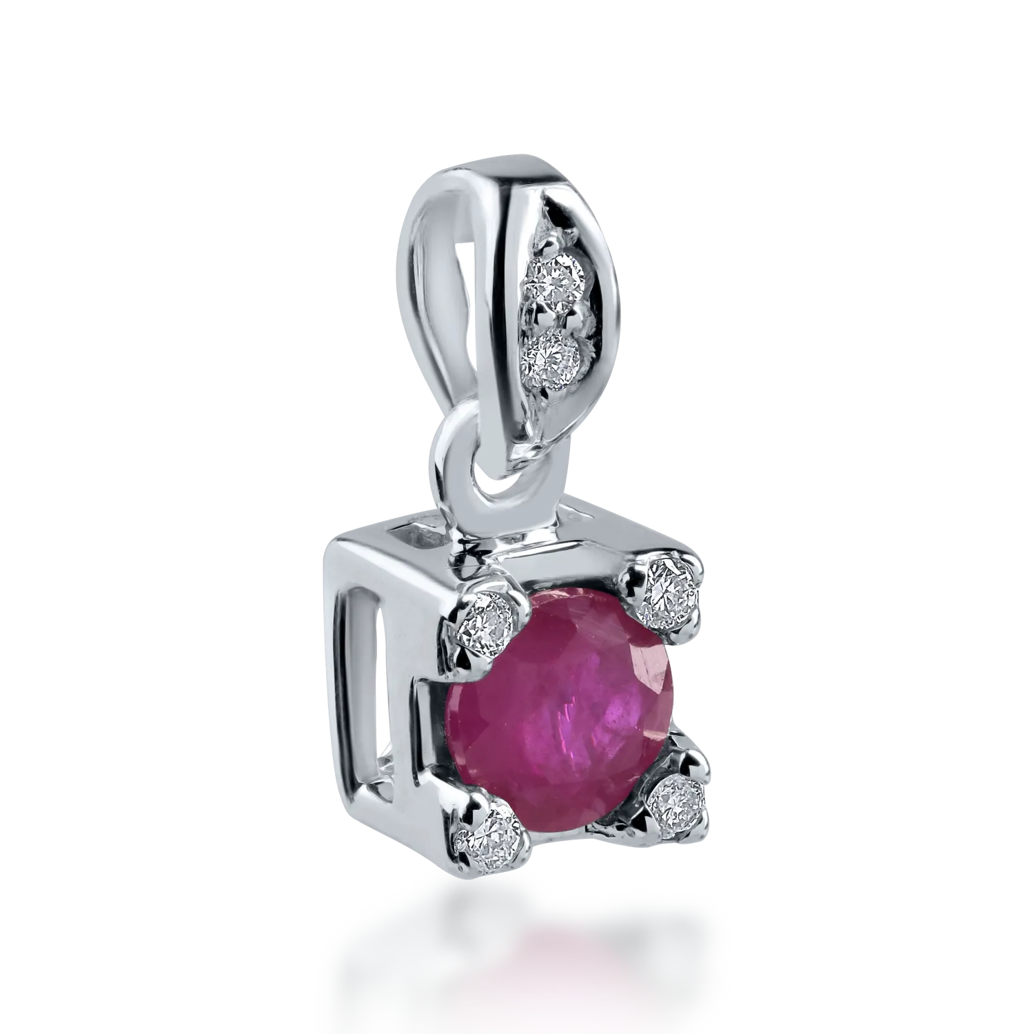 Pandantiv din aur alb cu rubin de 0.4ct si diamante de 0.04ct