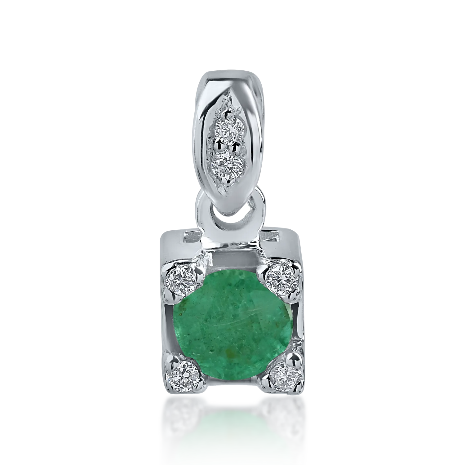 White gold pendant with 0.18ct emerald and 0.04ct diamonds