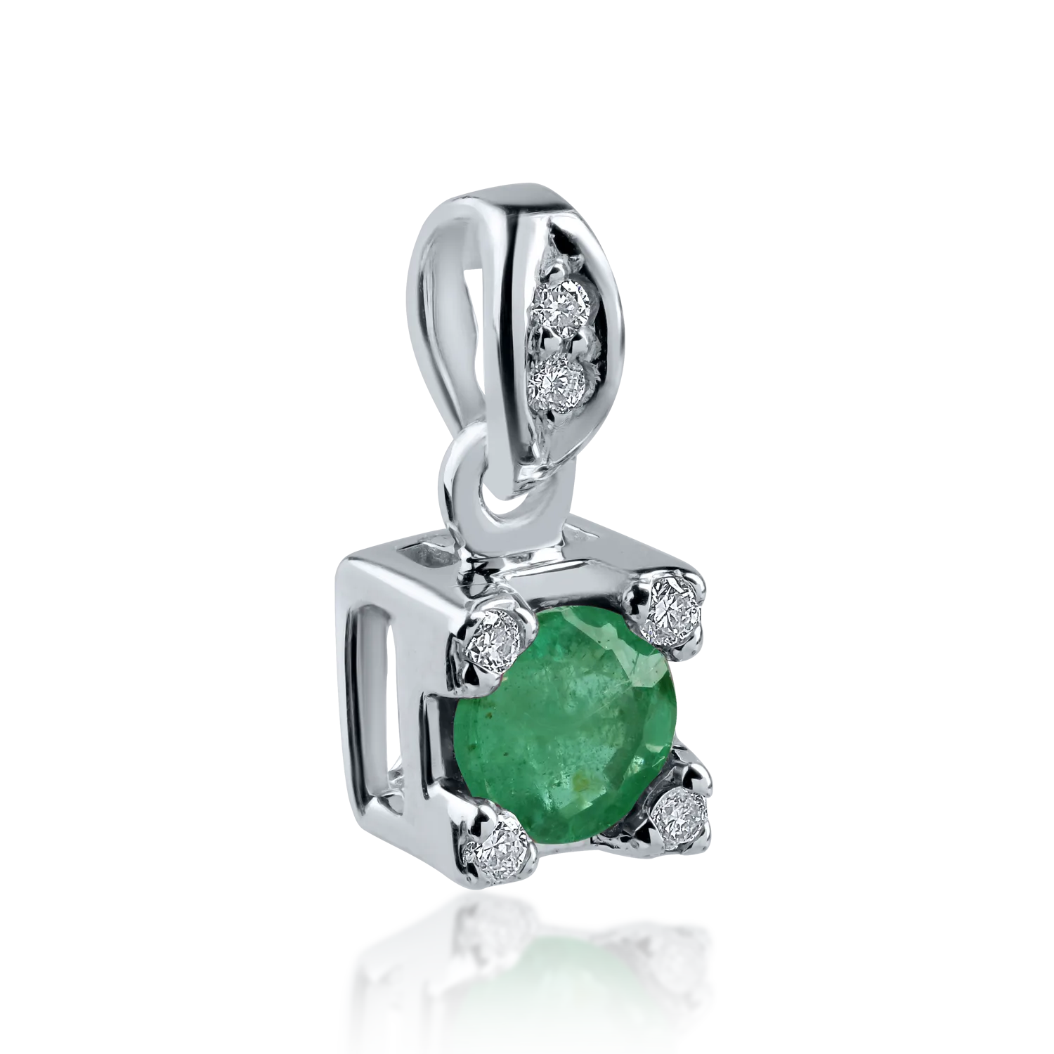 White gold pendant with 0.18ct emerald and 0.04ct diamonds