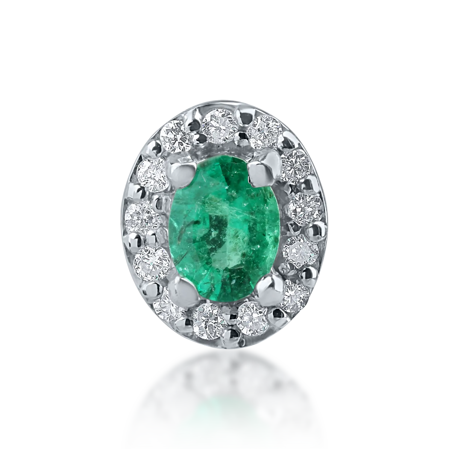 White gold pendant with 0.15ct emerald and 0.05ct diamonds