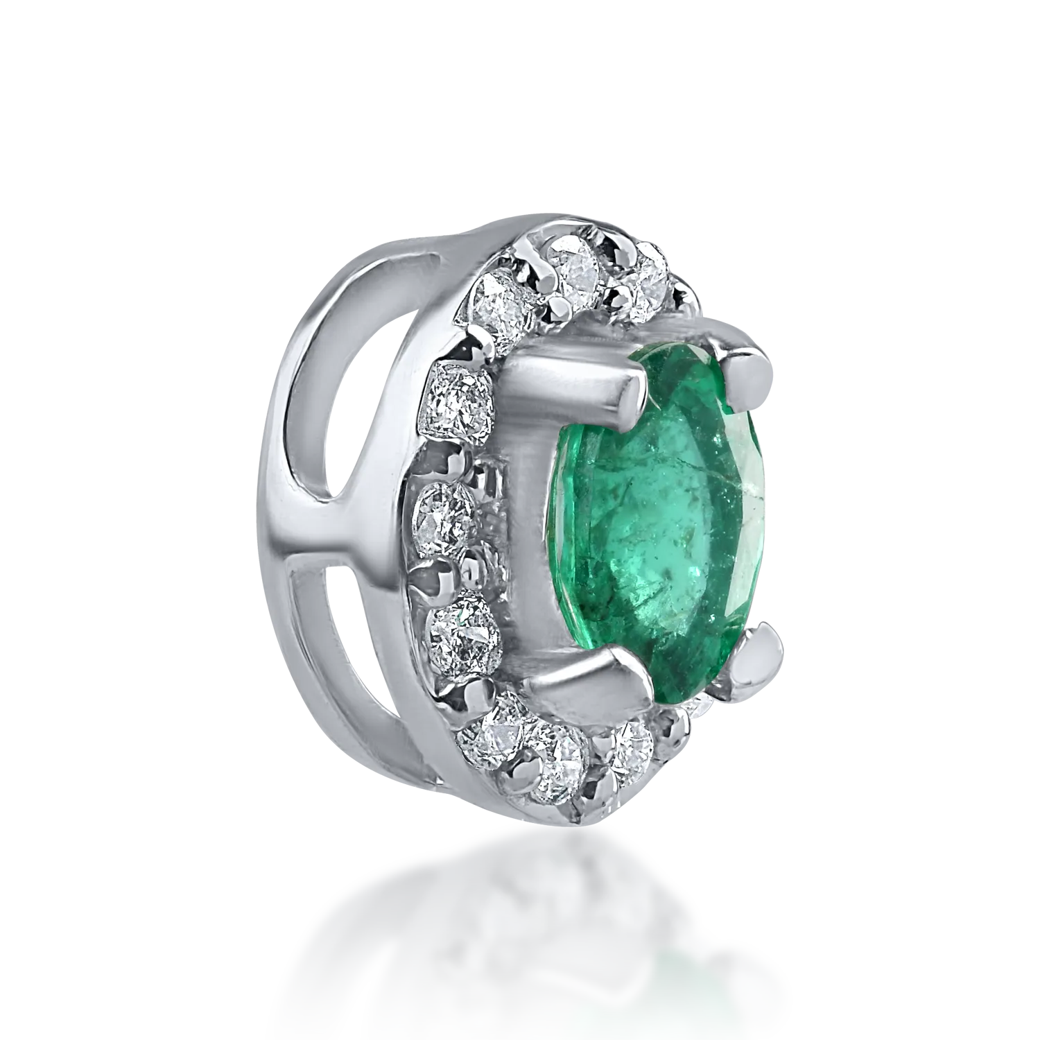 Pandantiv din aur alb cu smarald de 0.15ct si diamante de 0.05ct
