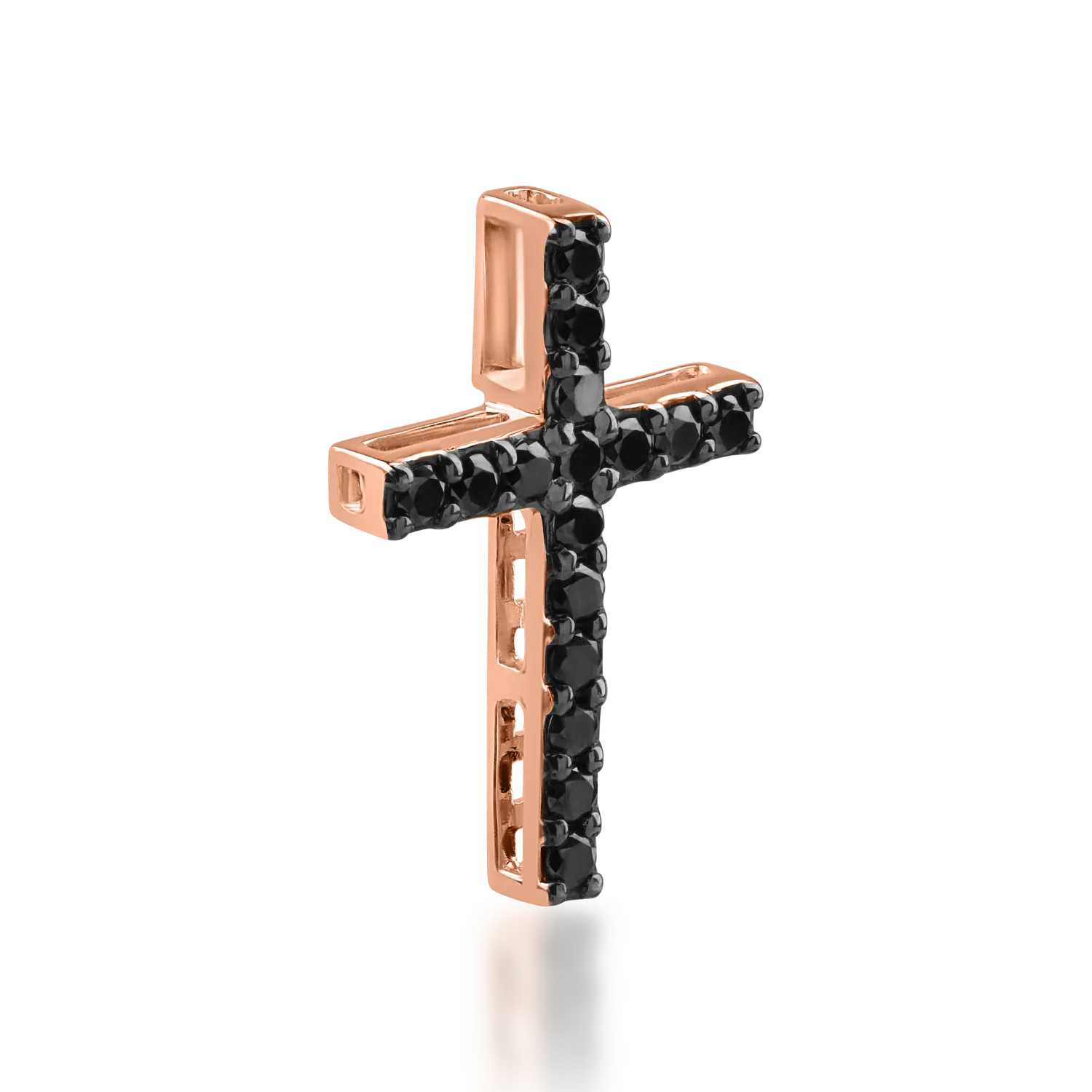 Rose gold cross pendant with 0.33ct black diamonds