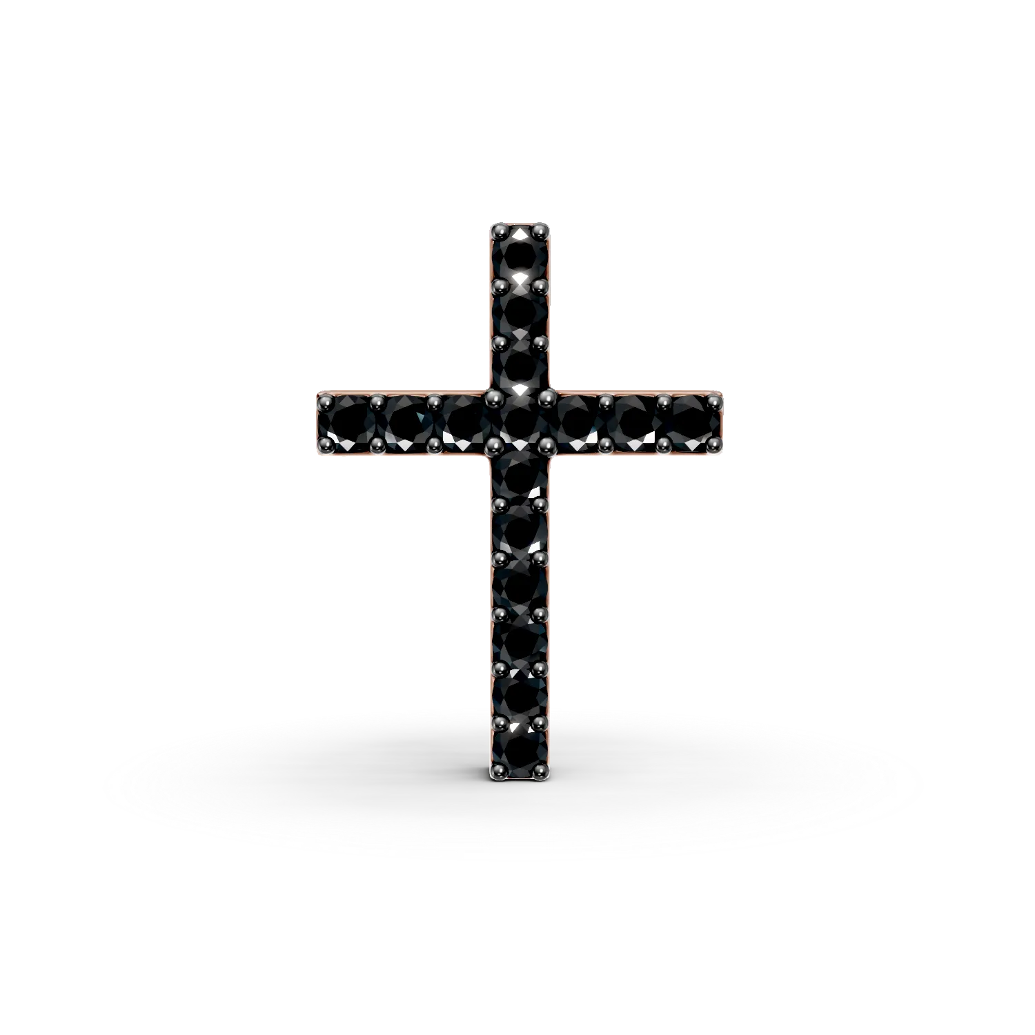 Pandantiv cruce din aur roz cu diamante negre de 0.33ct