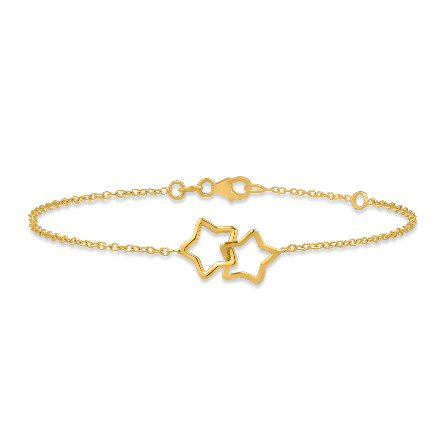 Yellow gold star pendant bracelet