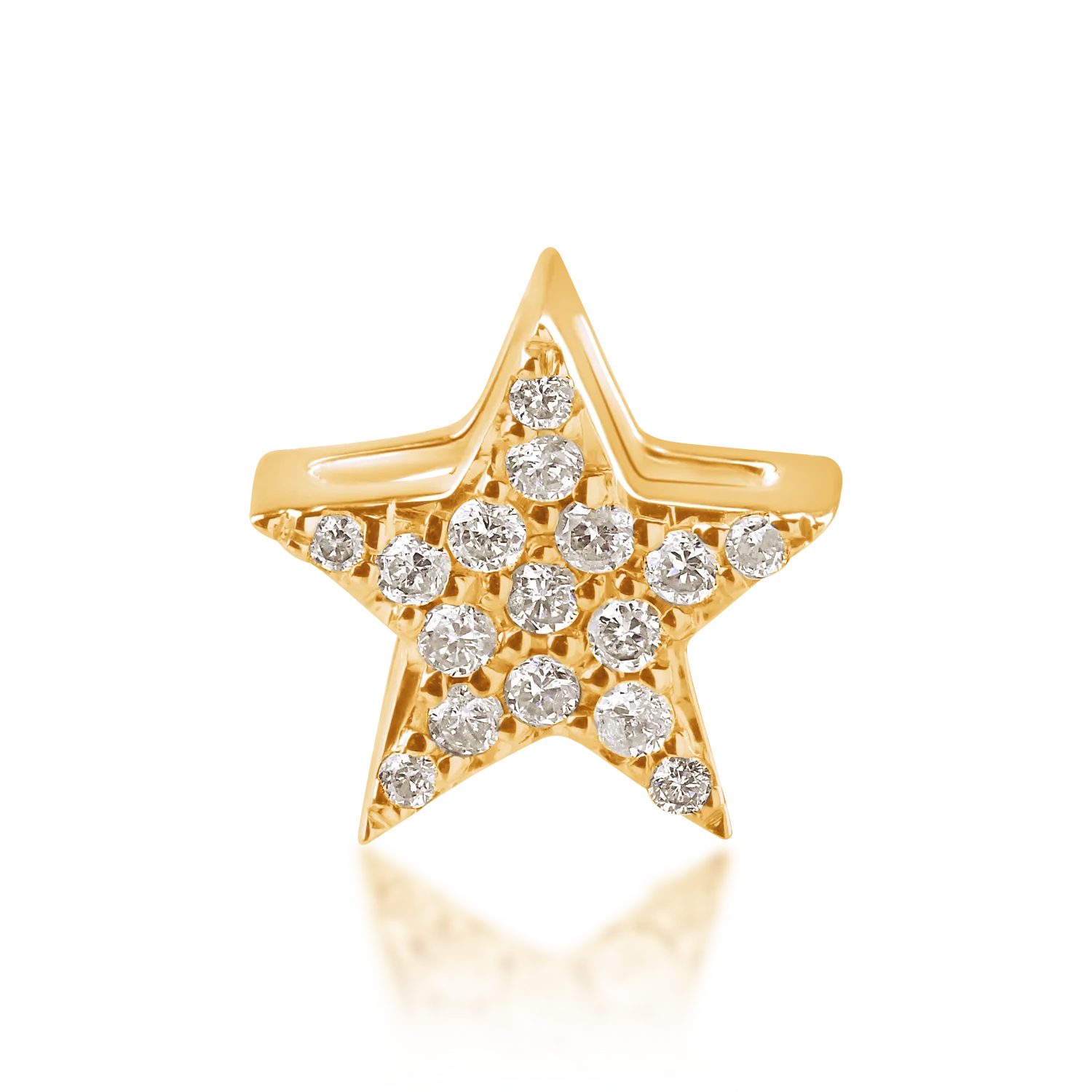 Zawieszka w kształcie gwiazdy z żółtego złota z diamentami o masie 0.07ct