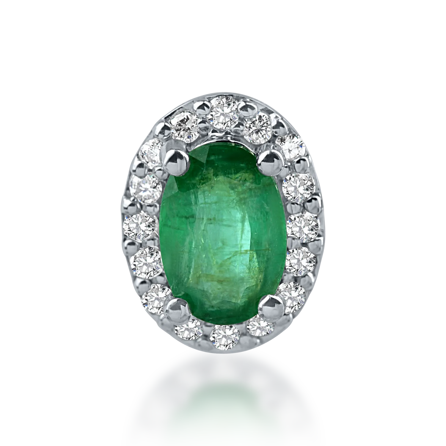 Fehérarany ovális medál 0.42ct smaragddal és 0.08ct gyémántokkal