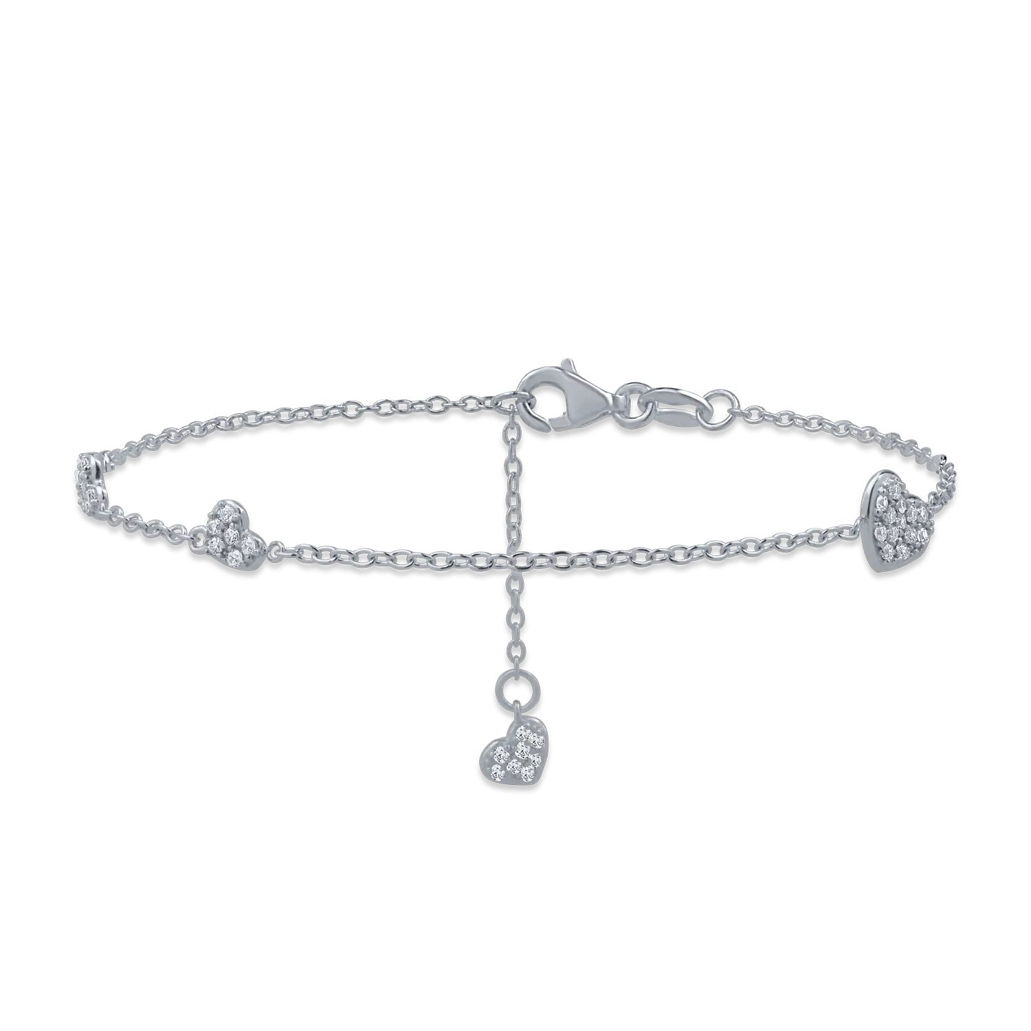 White gold heart bracelet with zirconia