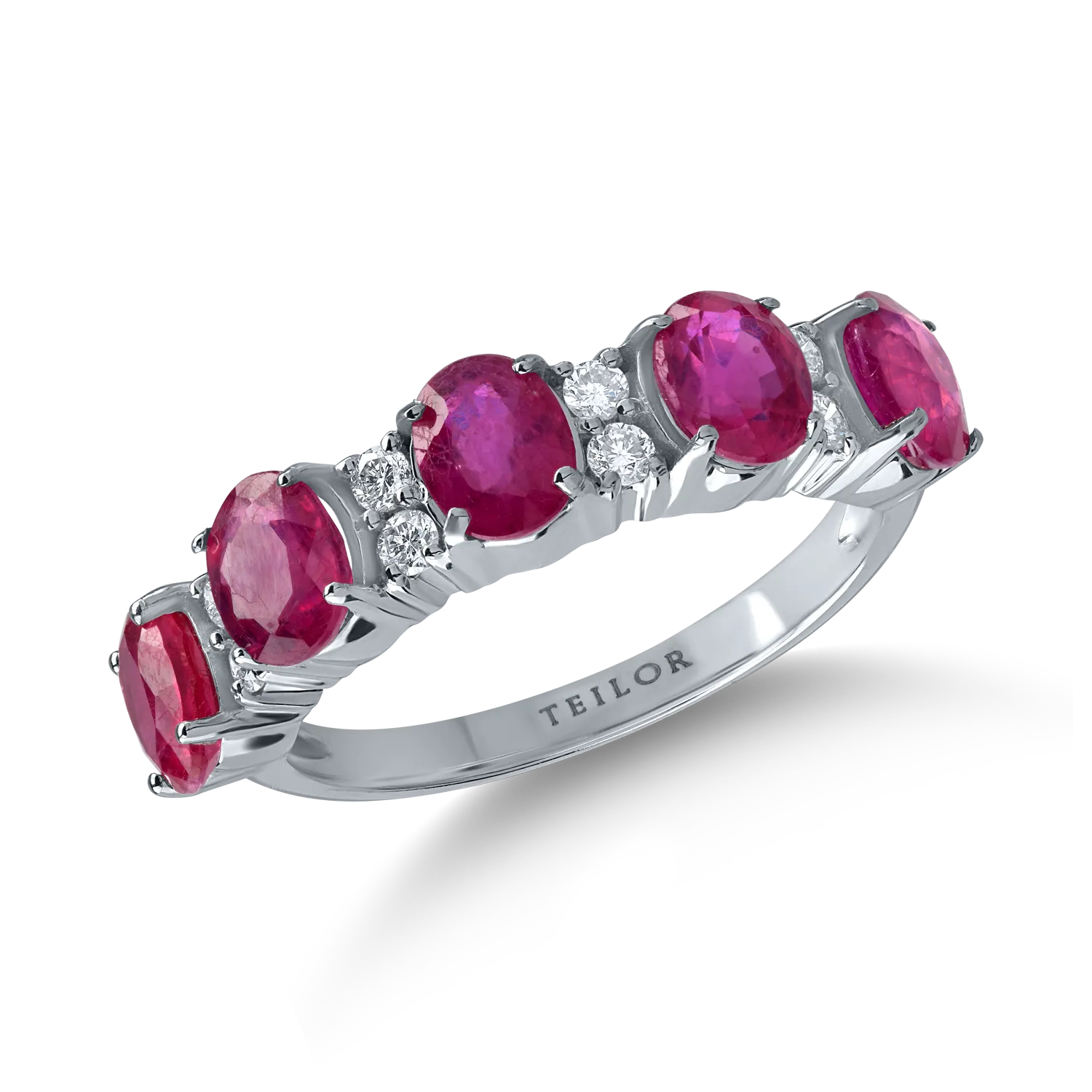 Half eternity ring in white gold with 2.44ct rubies and 0.15ct diamonds