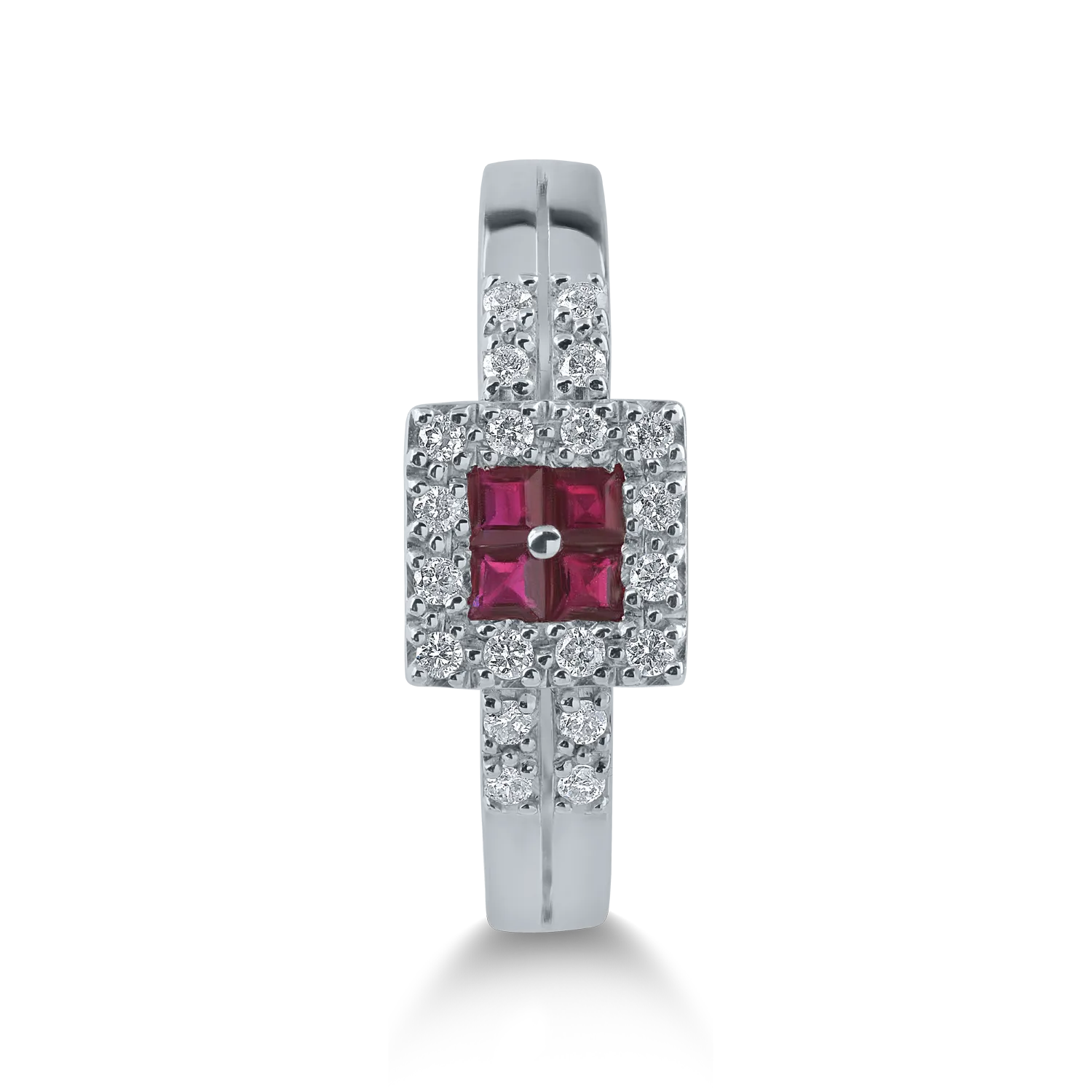Fehérarany gyűrű 0.29ct rubinokkal és 0.16ct gyémántokkal