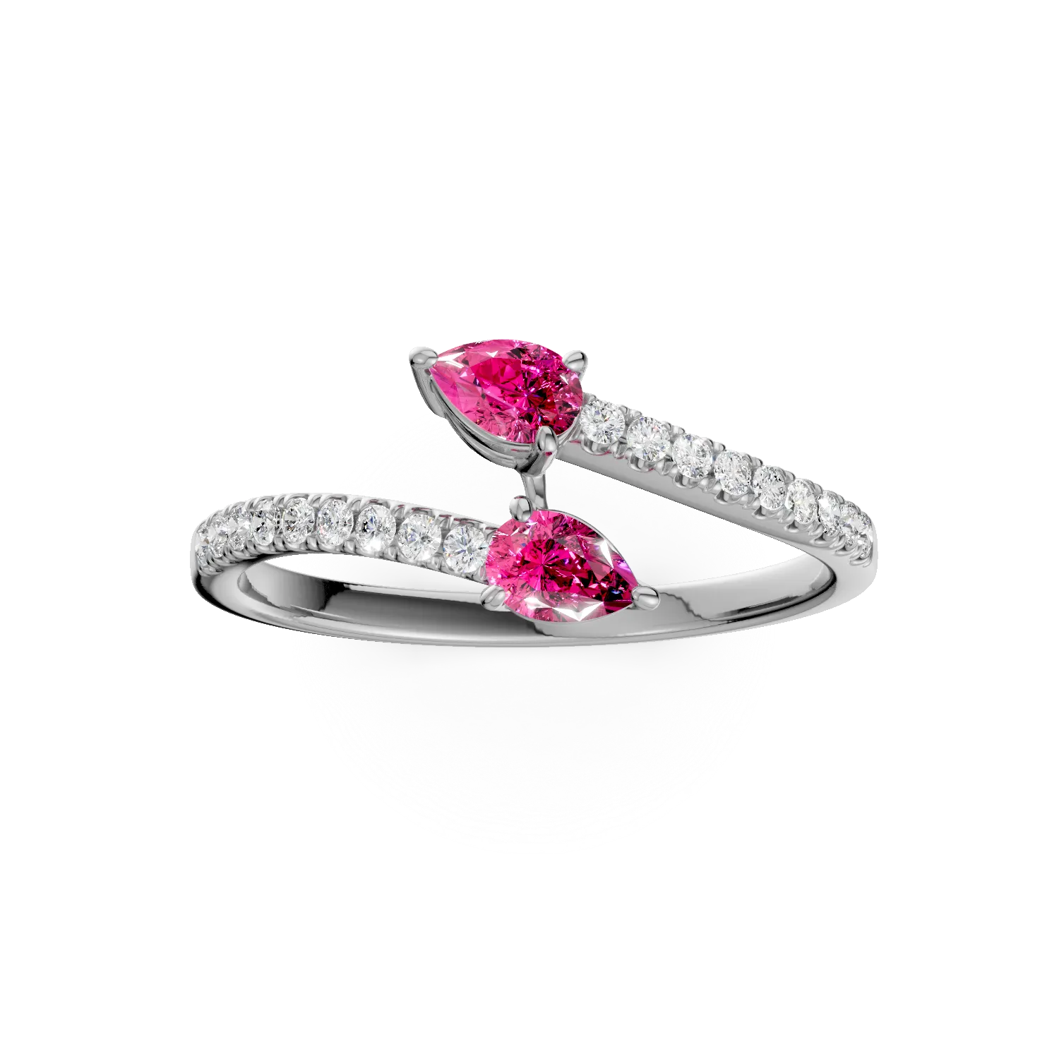 Inel din aur alb cu rubine de 0.3ct si diamante de 0.1ct