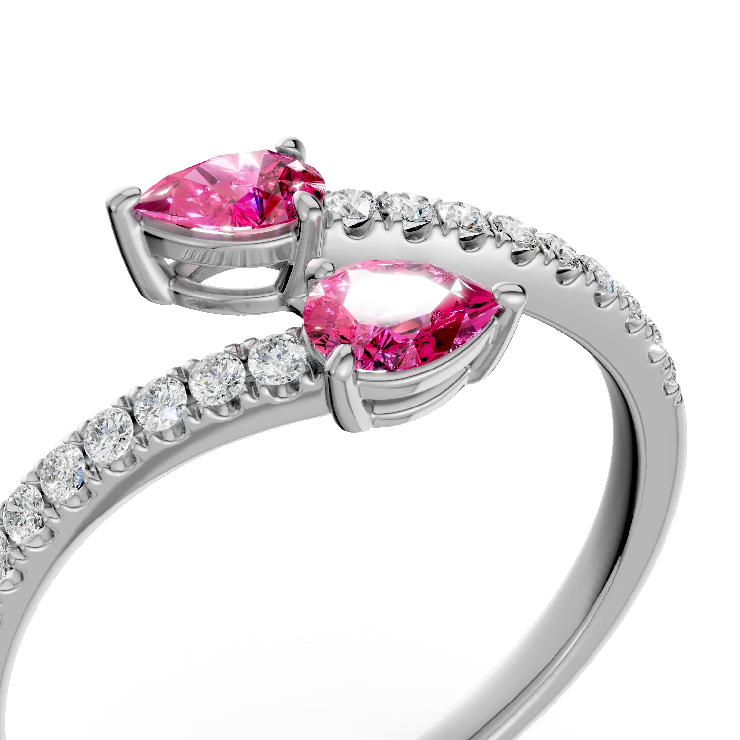 Inel din aur alb cu rubine de 0.3ct si diamante de 0.1ct