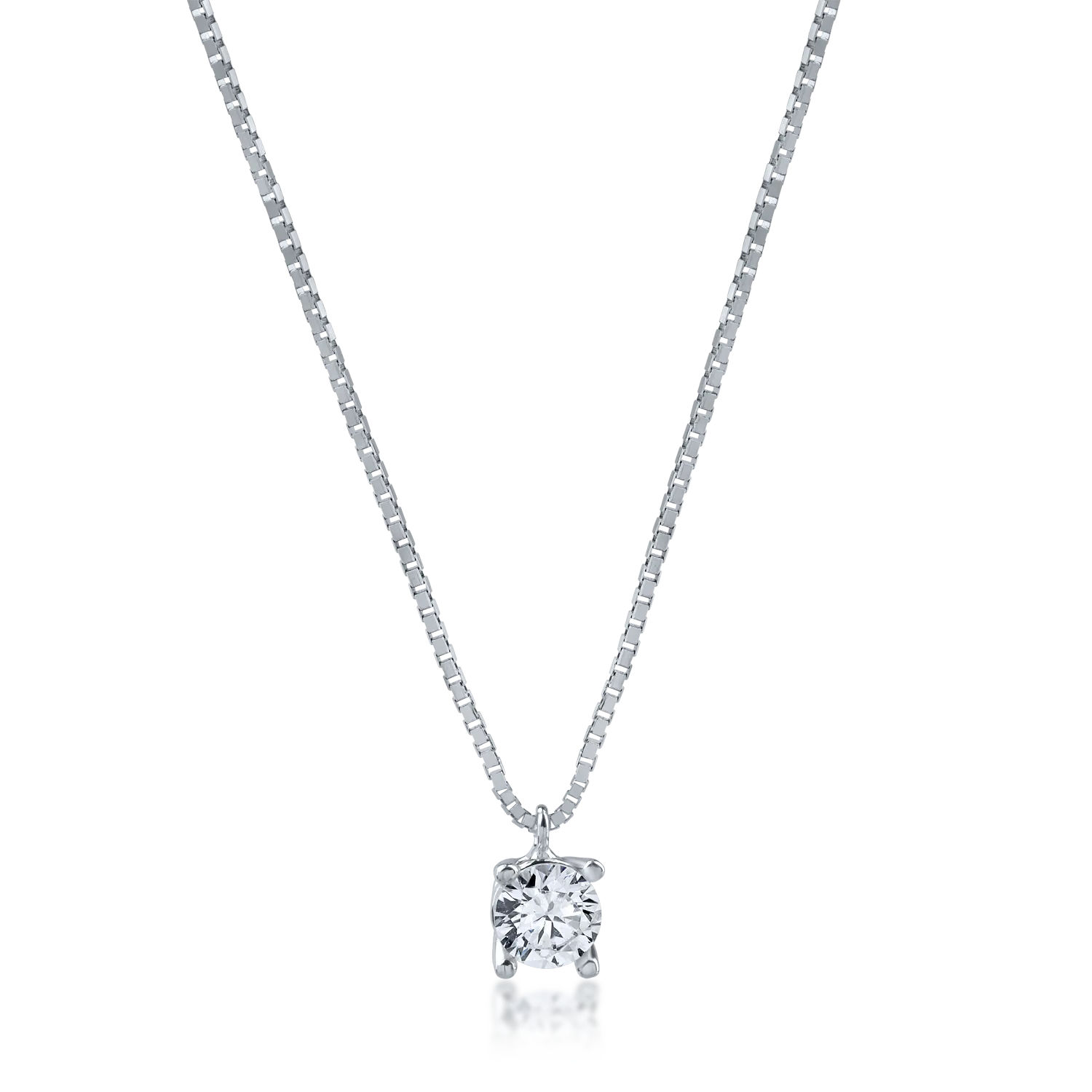 White gold minimalist pendant necklace with solitaire zirconia