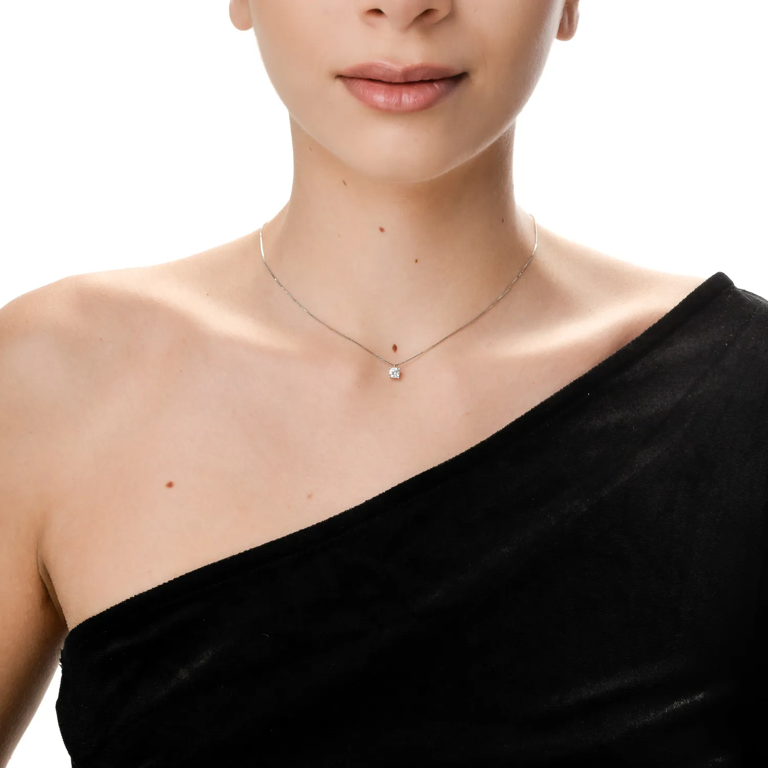 Fehérarany minimalista medál nyaklánc pasziánsz cirkóniával