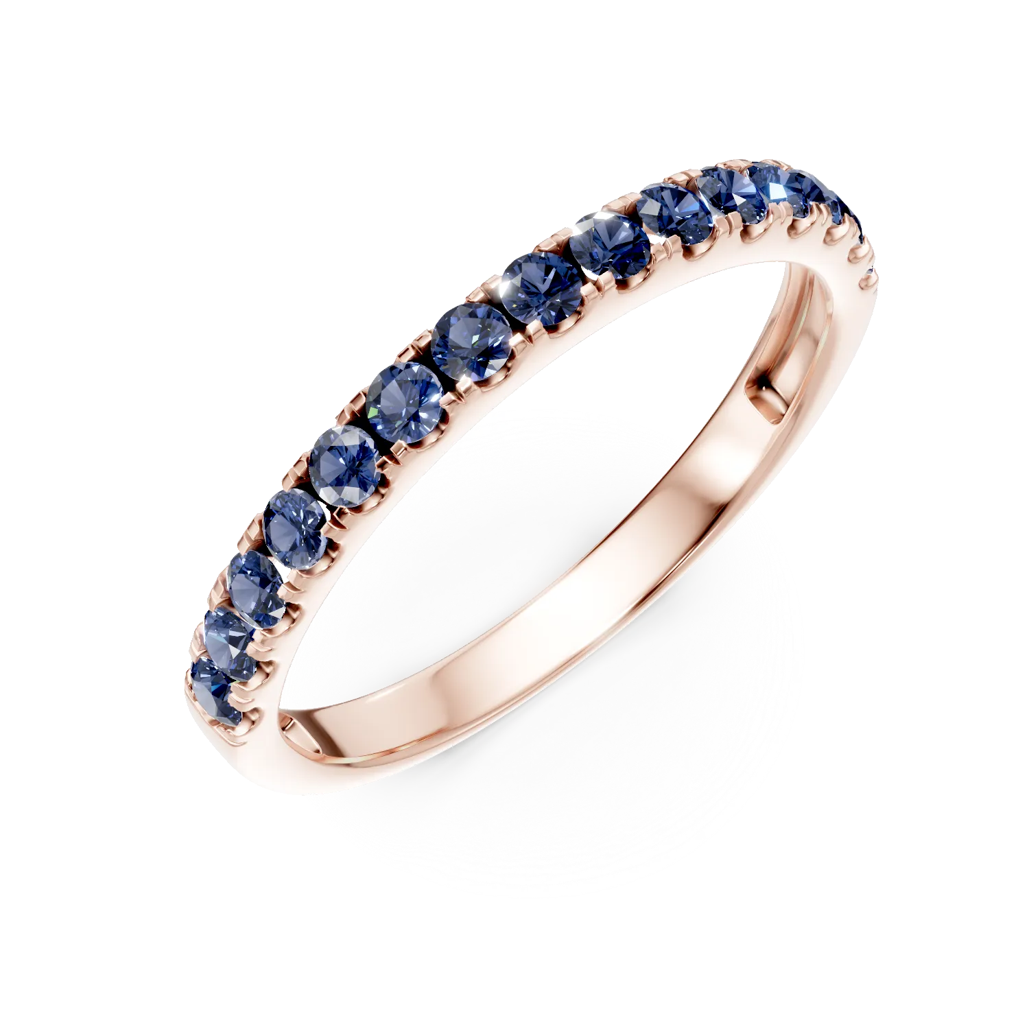 Rose gold half-eternity ring with 0.4ct sapphires