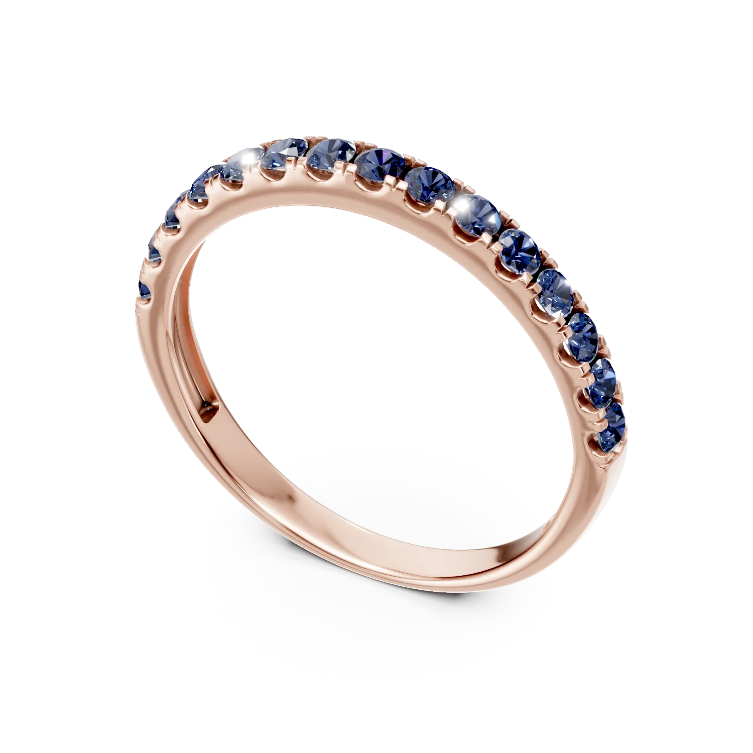 Rose gold half-eternity ring with 0.4ct sapphires