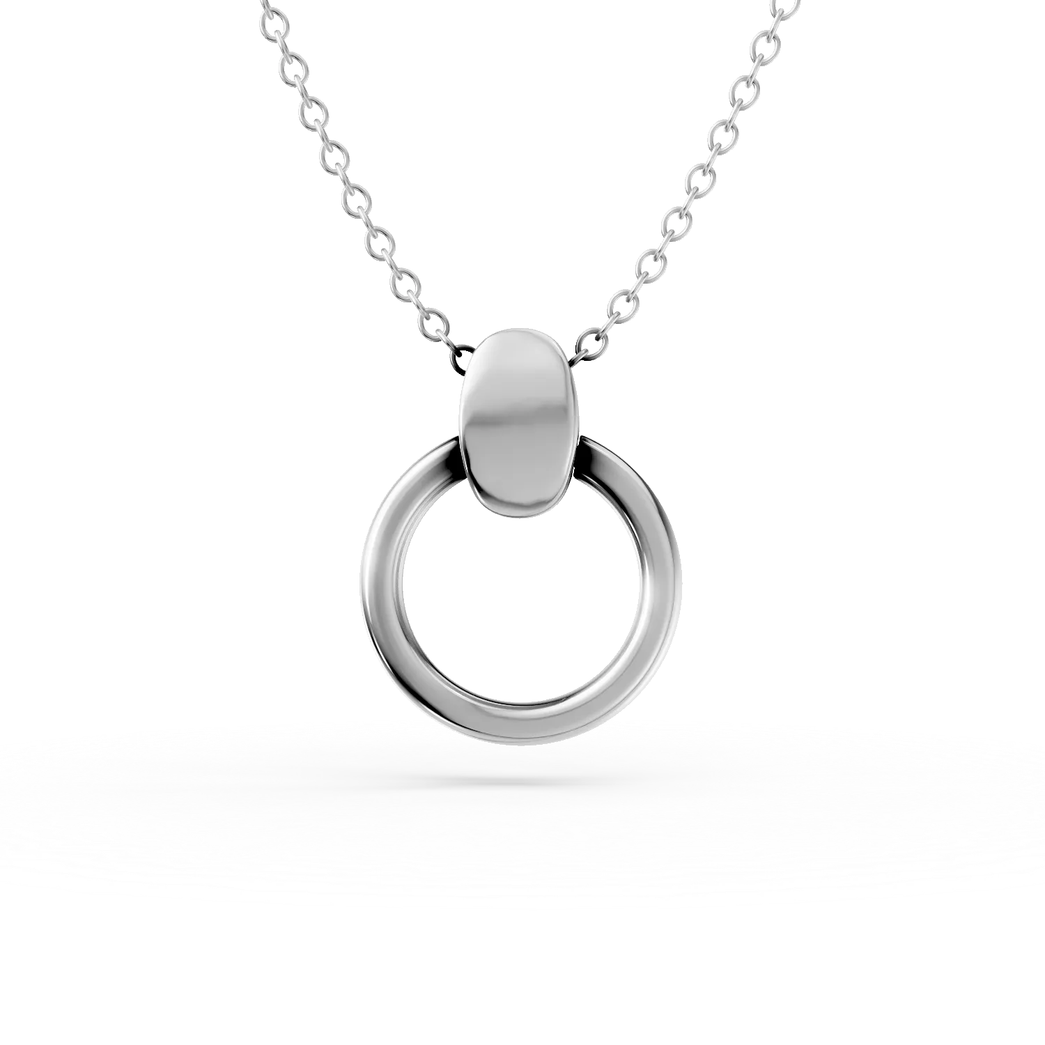 White gold circle pendant necklace