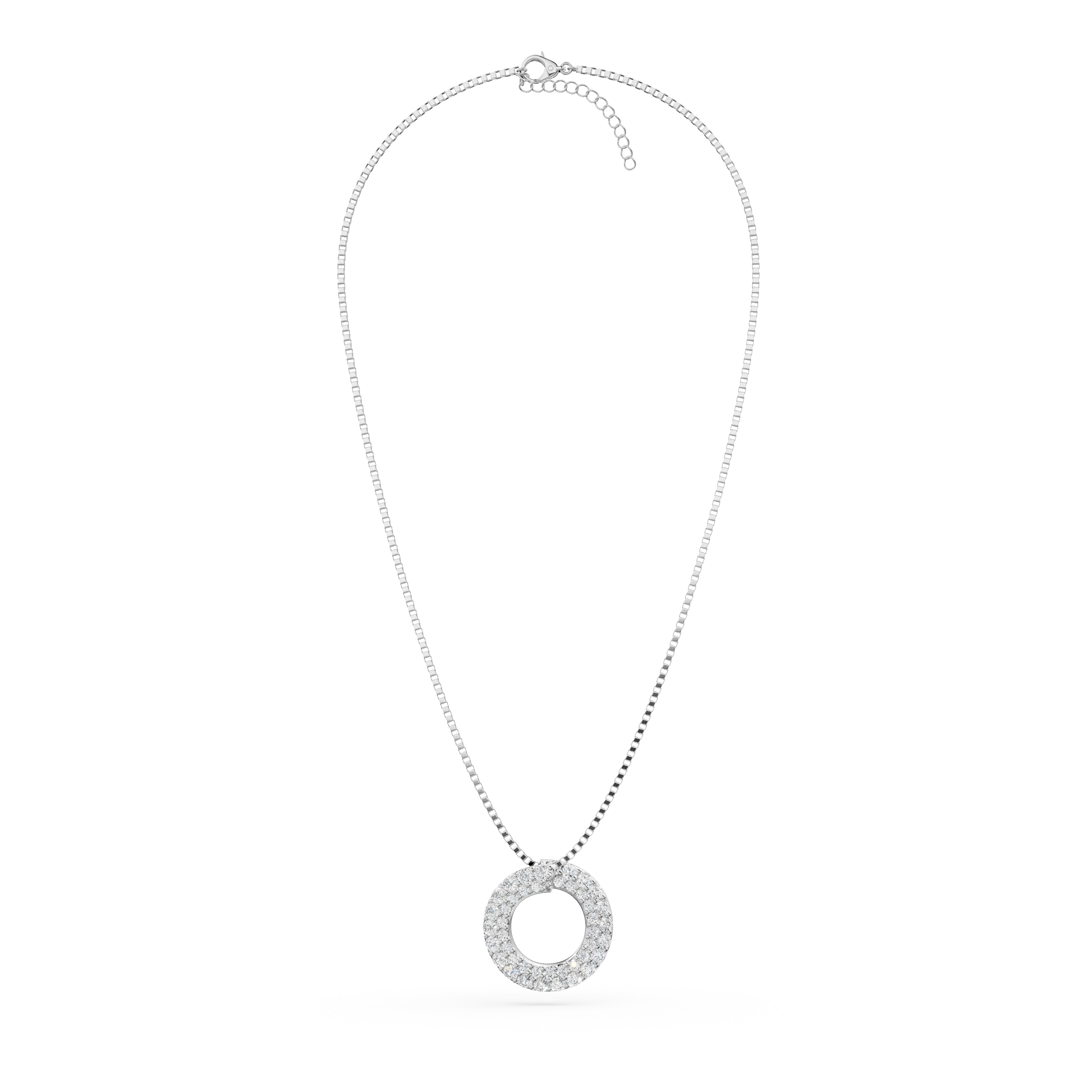 White gold round pendant necklace with zirconia