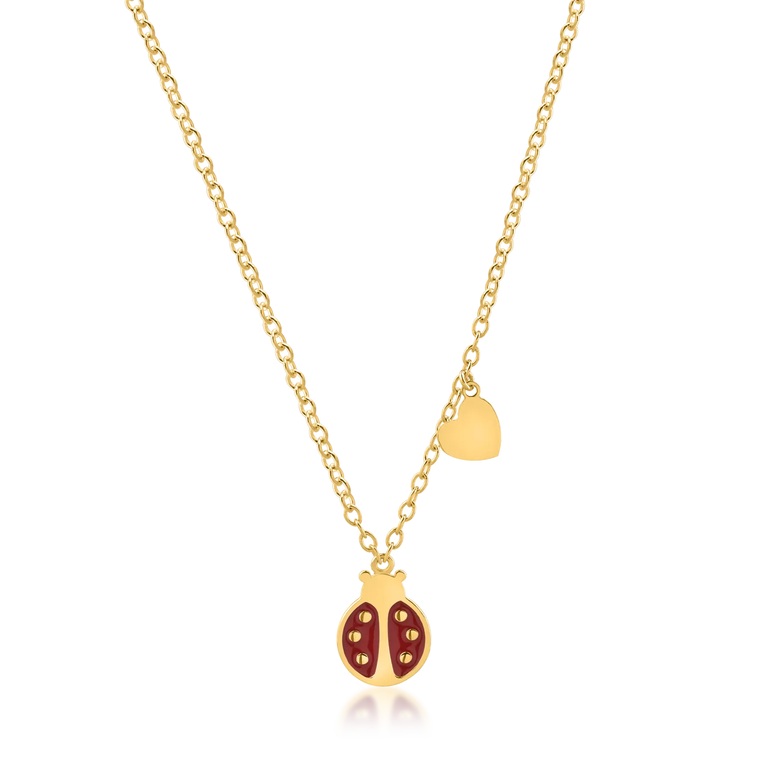 Yellow gold ladybug pendant necklace
