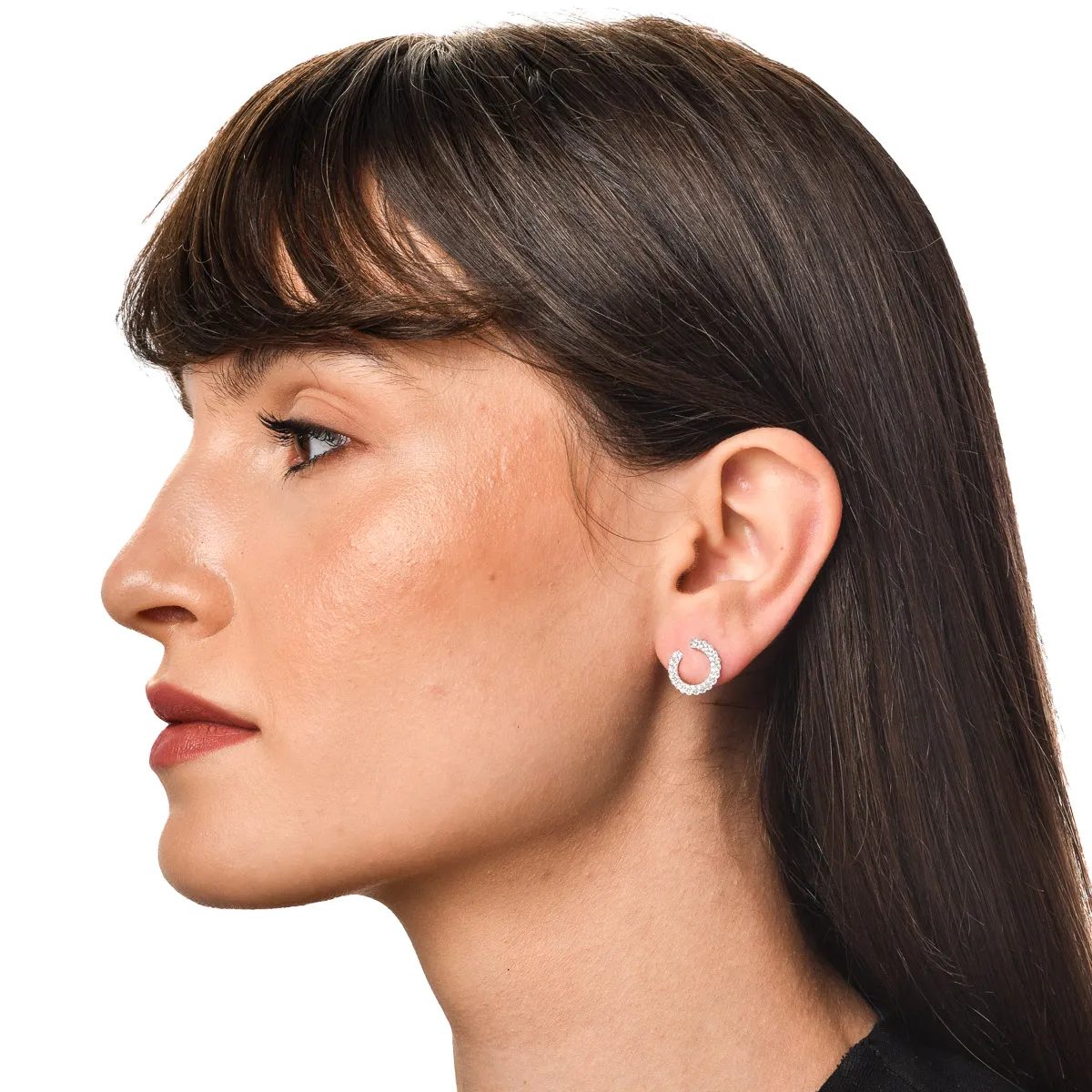 White gold geometric earrings with zirconia