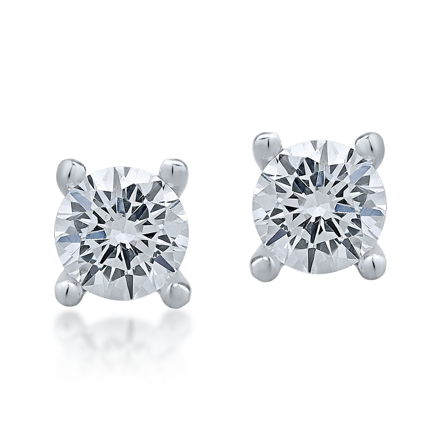 Cercei minimalisti din aur alb cu zirconia solitaire - 1 | YEO