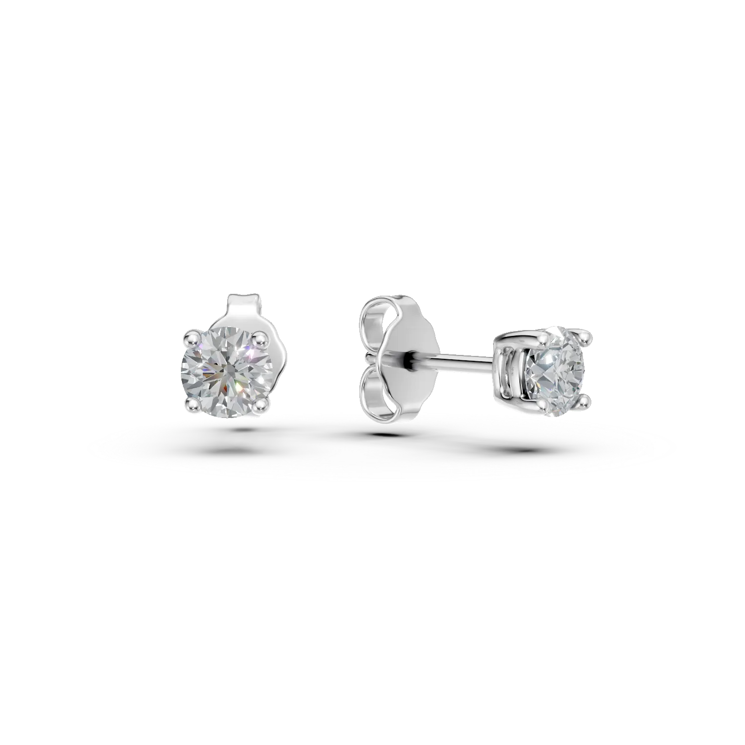 Cercei minimalisti din aur alb cu zirconia solitaire