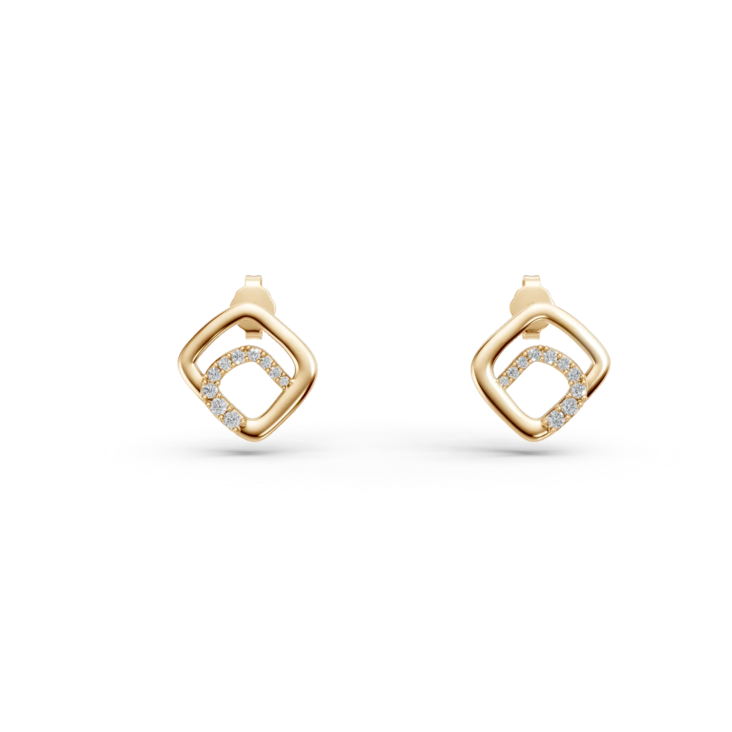 Yellow gold geometric earrings with zirconia