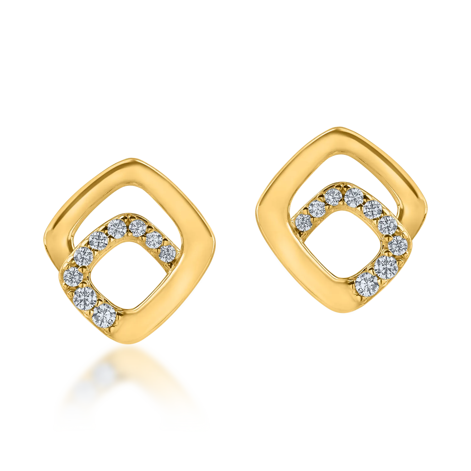 Yellow gold geometric earrings with zirconia