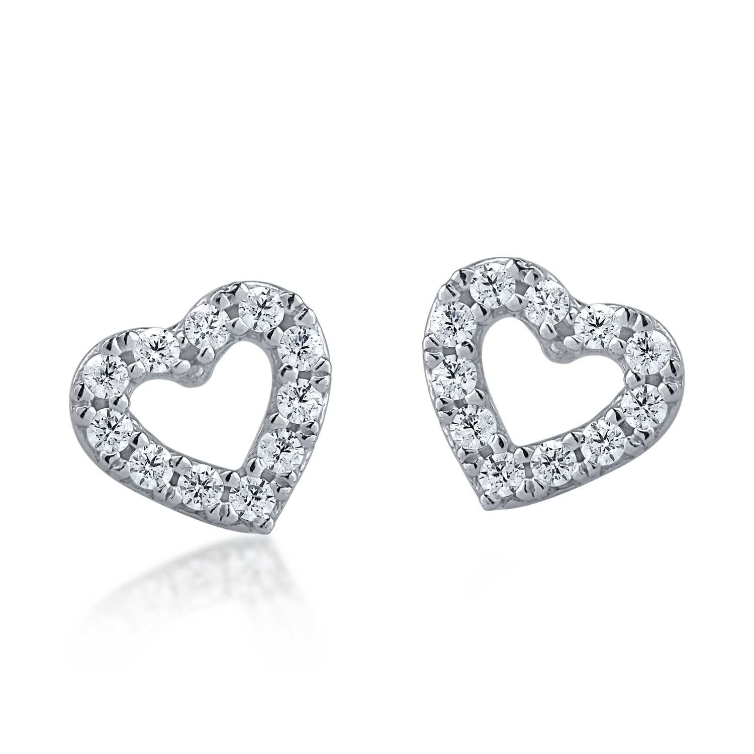 White gold heart earrings with zirconia